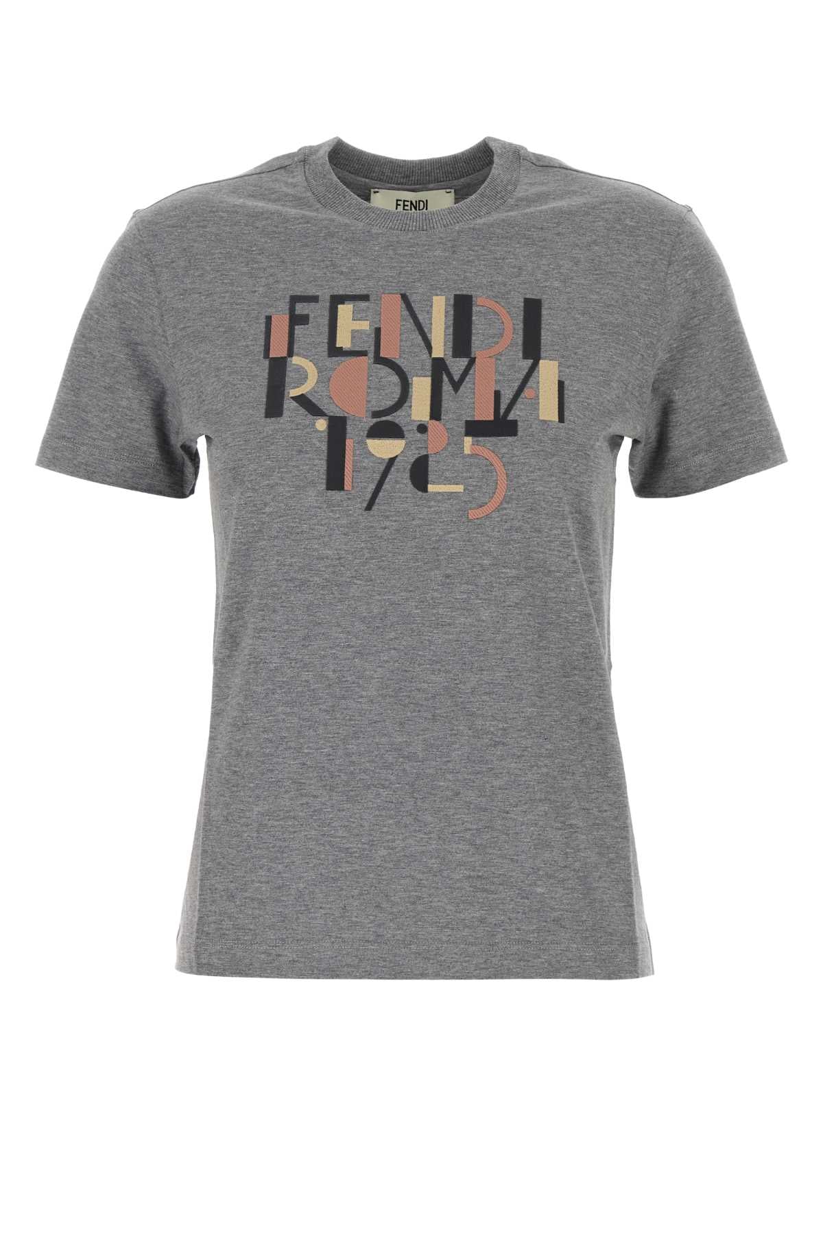 Fendi Women Grey Cotton T-Shirt FENDI