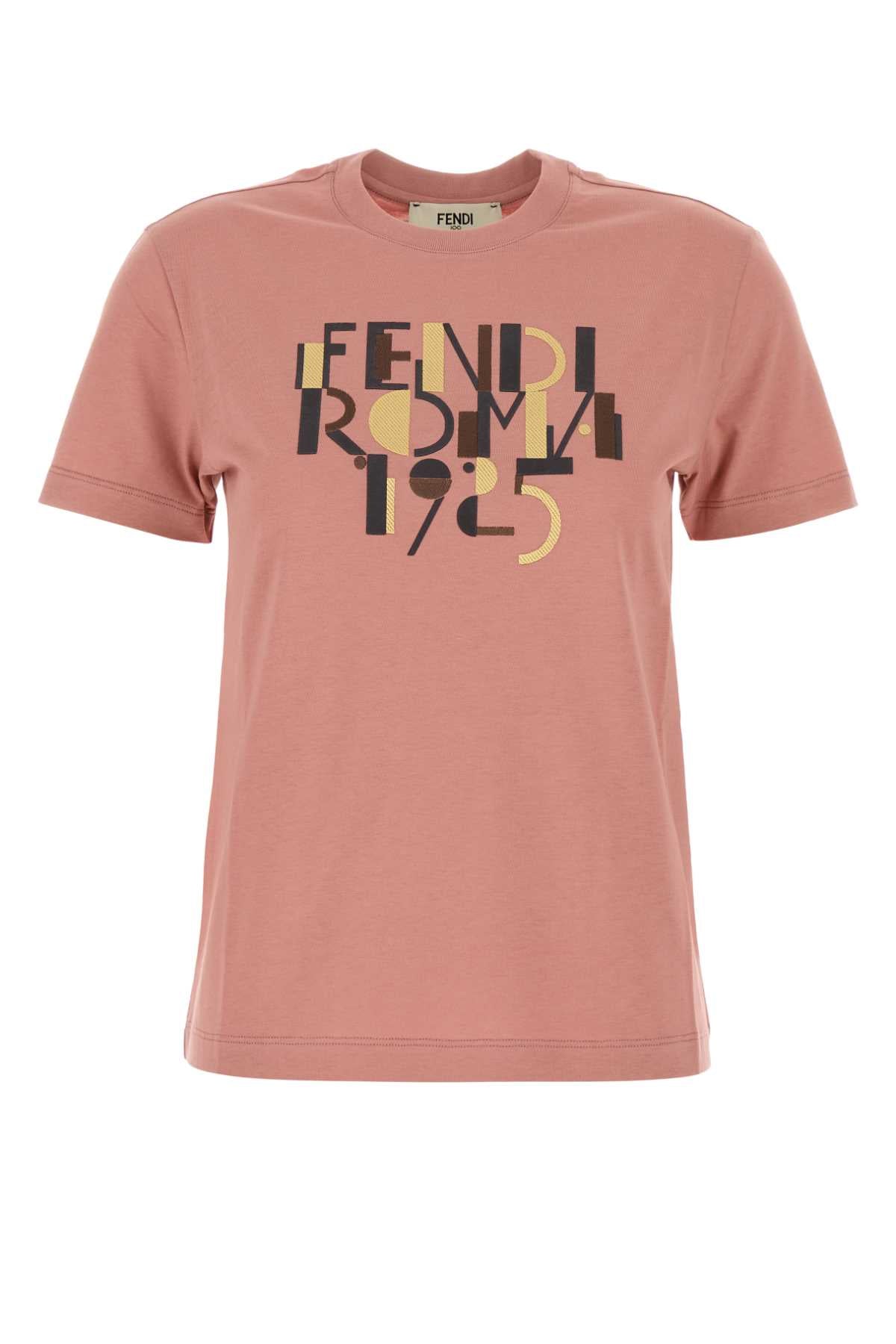 Fendi Women Dark Pink Cotton T-Shirt FENDI