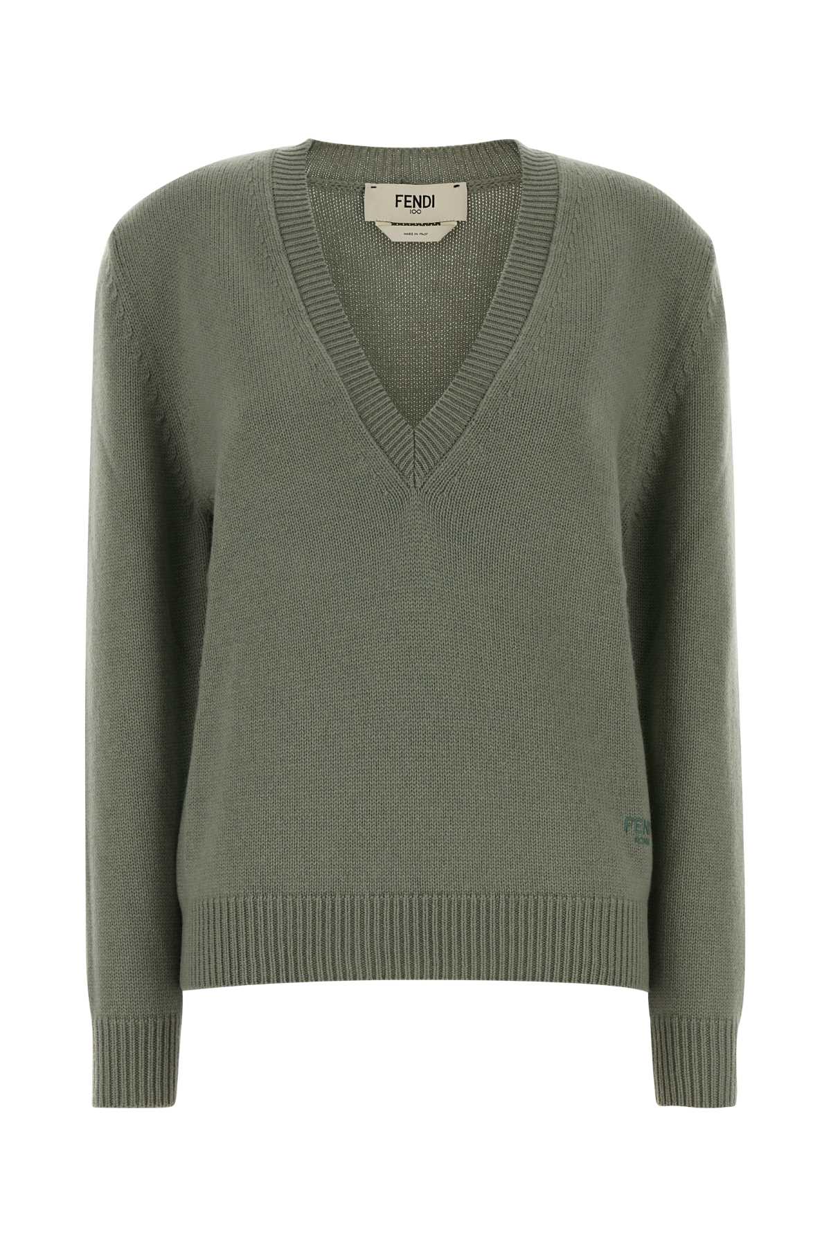 Fendi Women Sage Green Stretch Cashmere Sweater FENDI