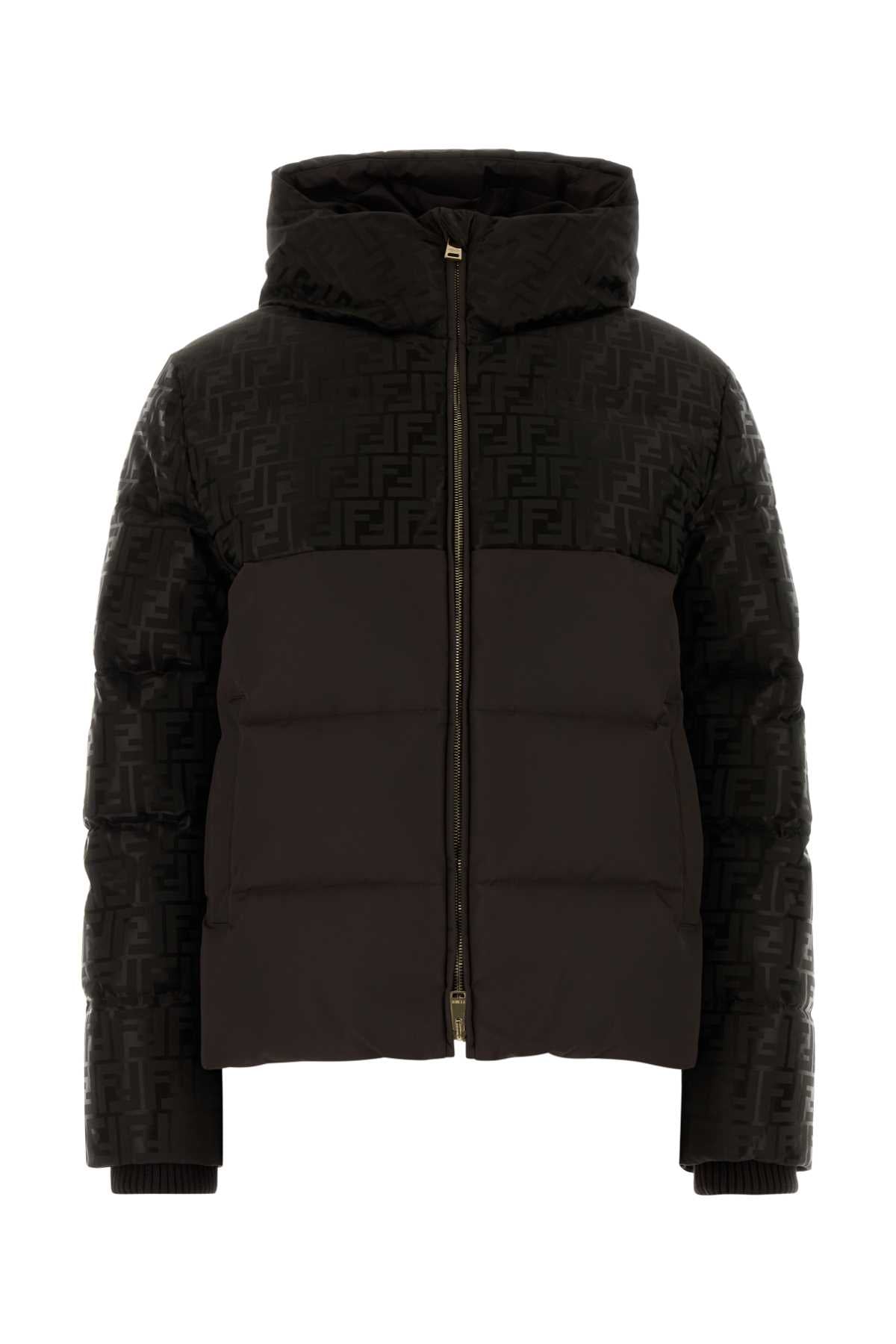Fendi Women Dark Brown Cotton Blend Down Jacket FENDI