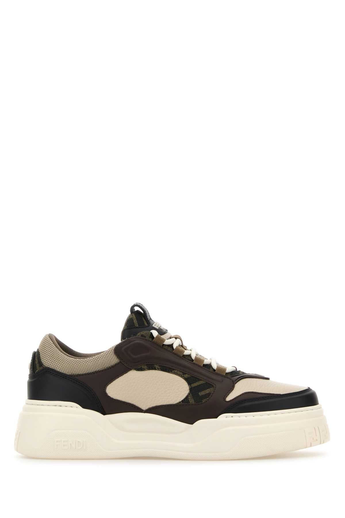 Fendi Men Multicolor Leather And Canvas Fendi Force Sneakers FENDI