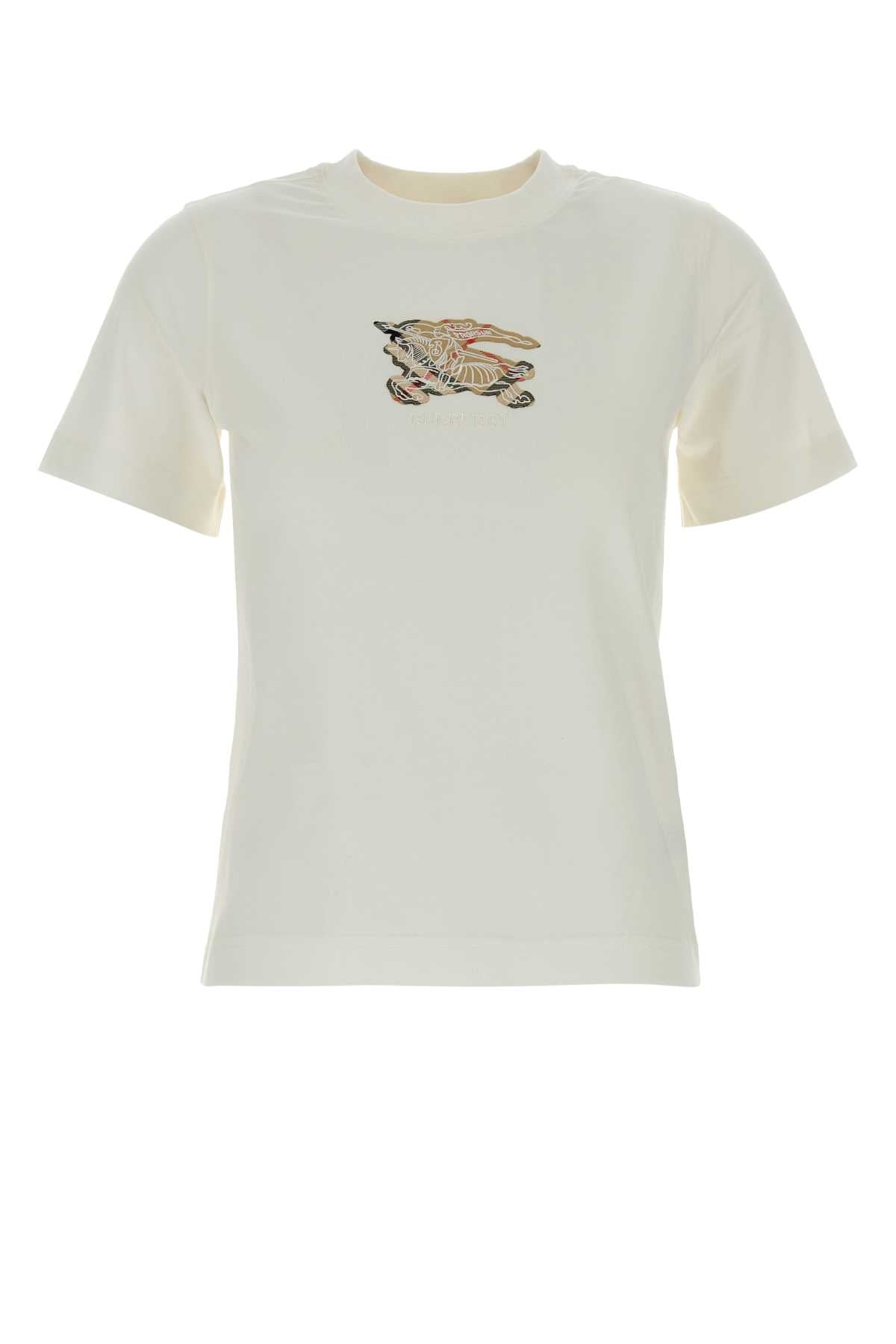 Burberry Women White Cotton T-Shirt BURBERRY