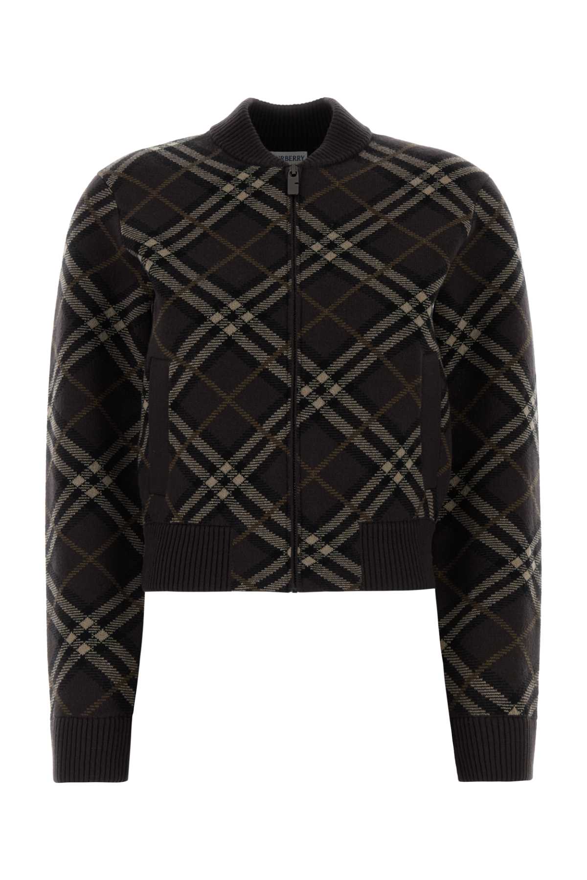 Burberry Women Embroidered Stretch Wool Blend Cardigan BURBERRY