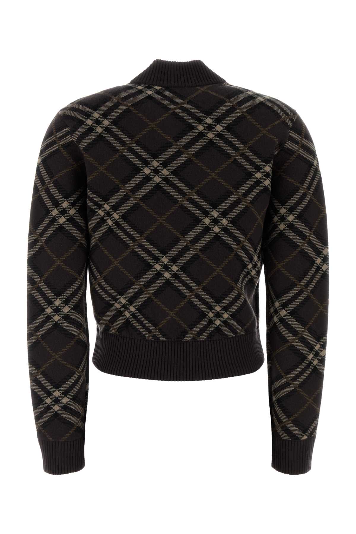 Burberry Women Embroidered Stretch Wool Blend Cardigan BURBERRY
