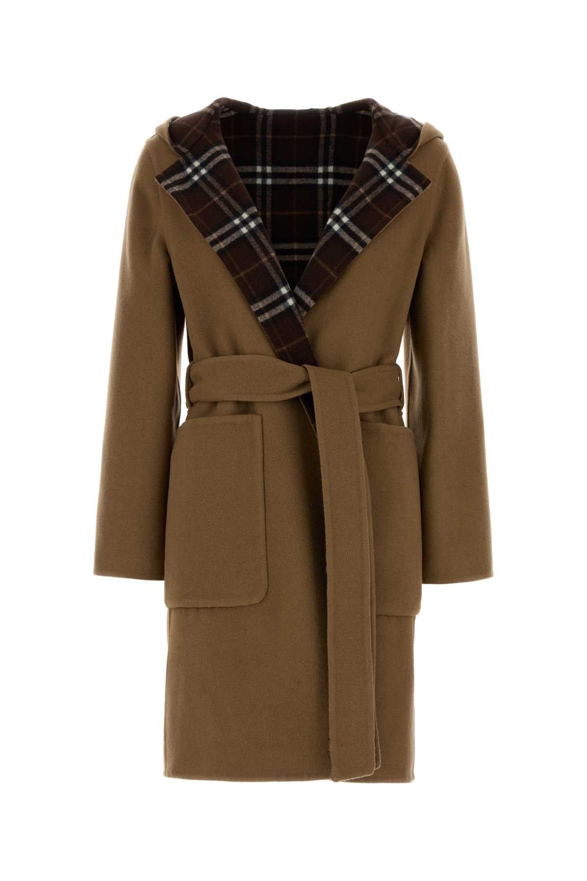 Burberry Women Camel Wool Reversibile Coat