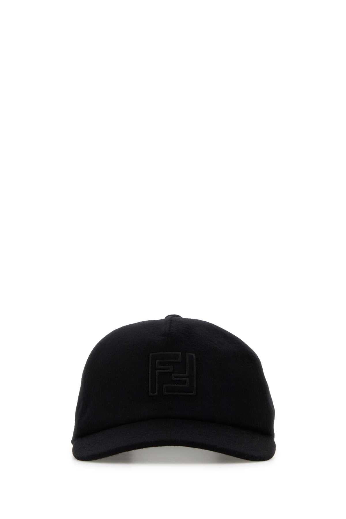 Fendi Men Black Wool Blend Baseball Hat FENDI