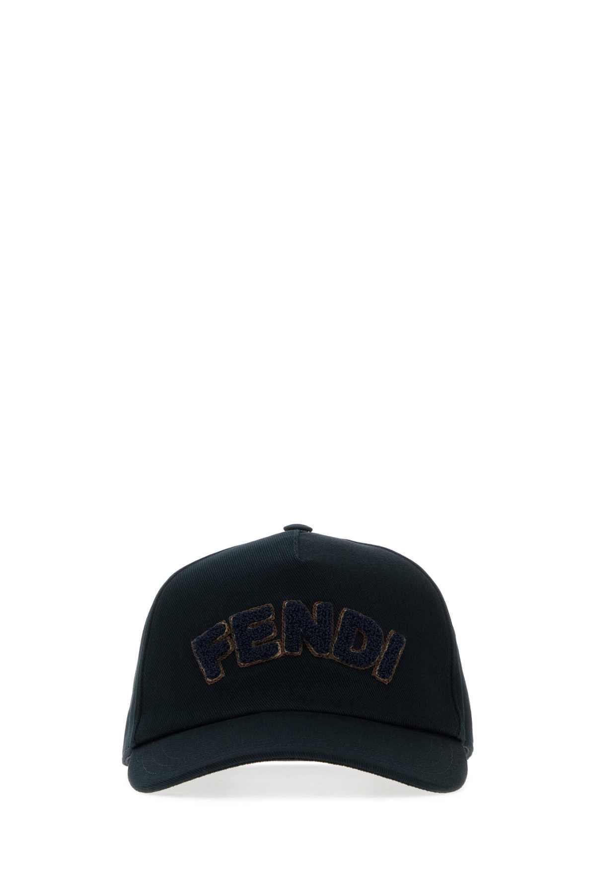 Fendi Men Midnight Blue Canvas Baseball Cap FENDI