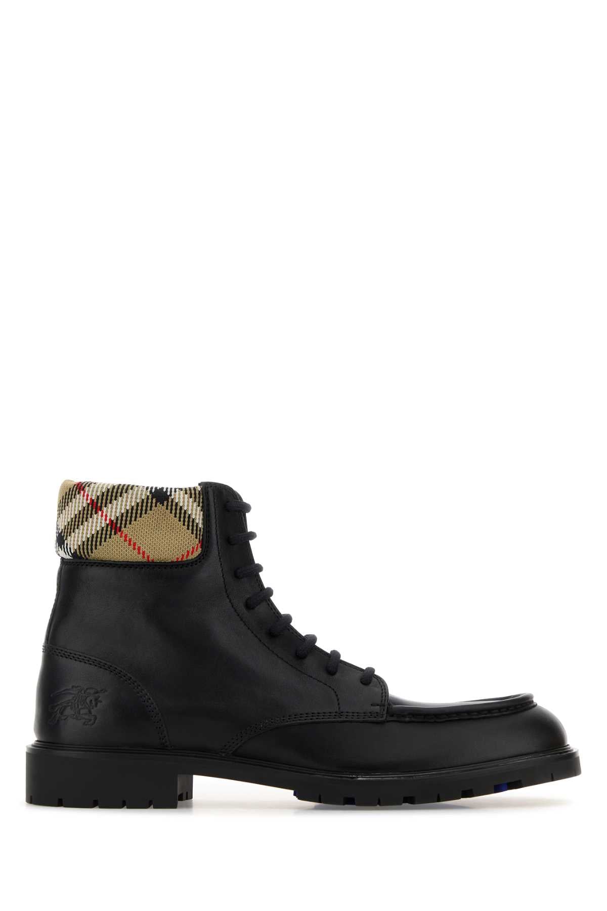 Burberry Men Black Leather Ankle Boots BURBERRY