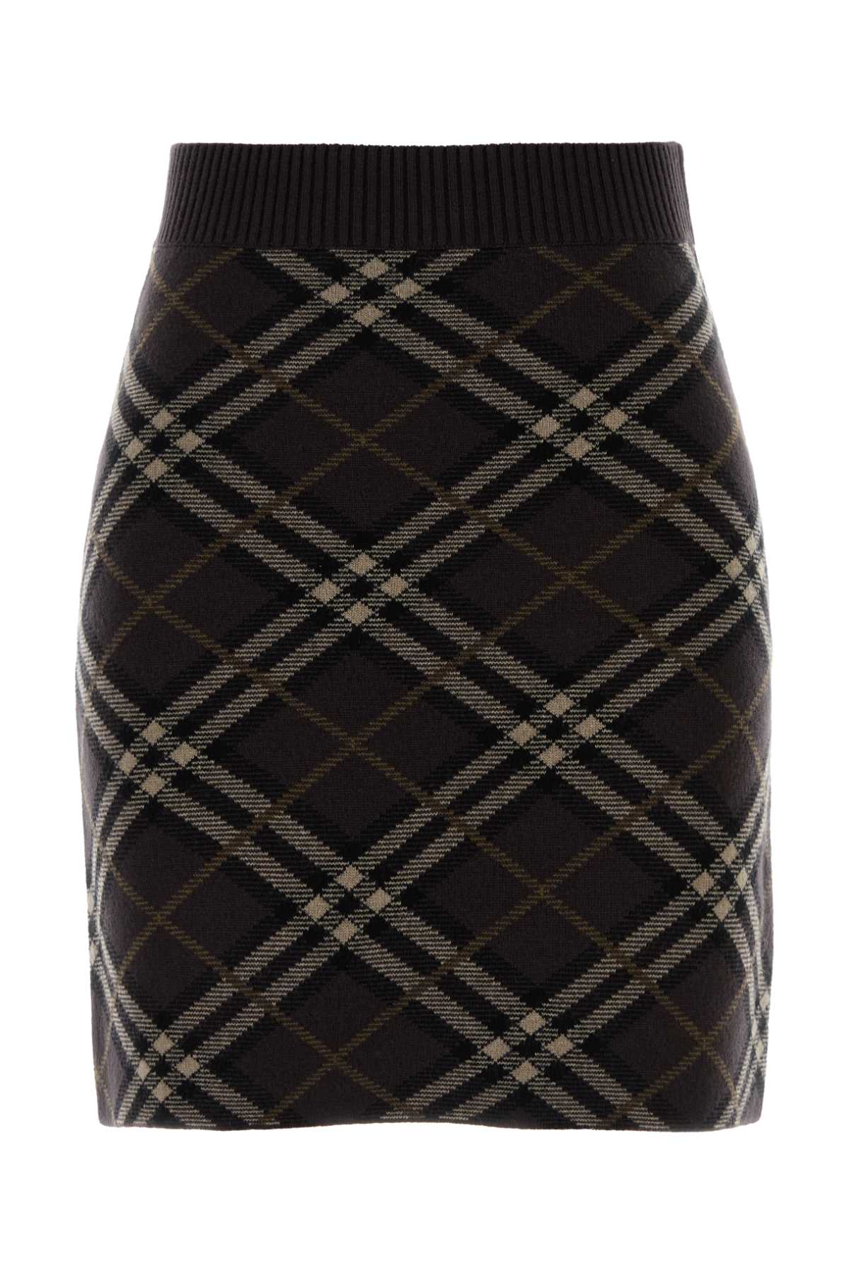 Burberry Women Embroidered Stretch Wool Blend Mini Skirt BURBERRY
