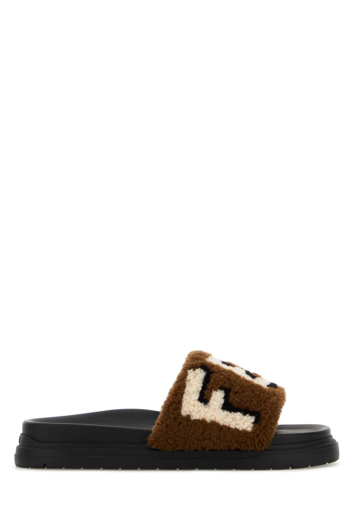Fendi Men Multicolor Shearling Slippers FENDI