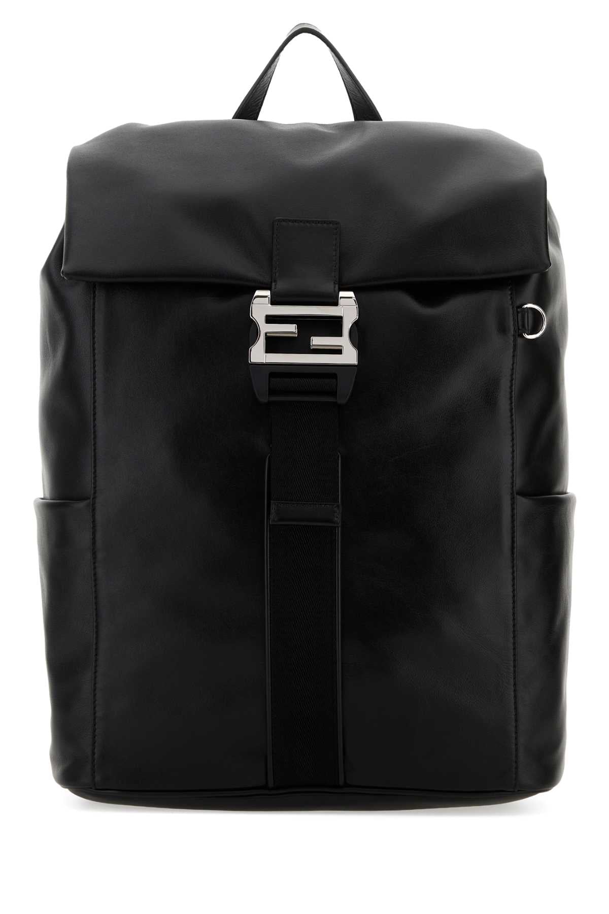 Fendi Men Black Leather Fendi Flux Backpack FENDI