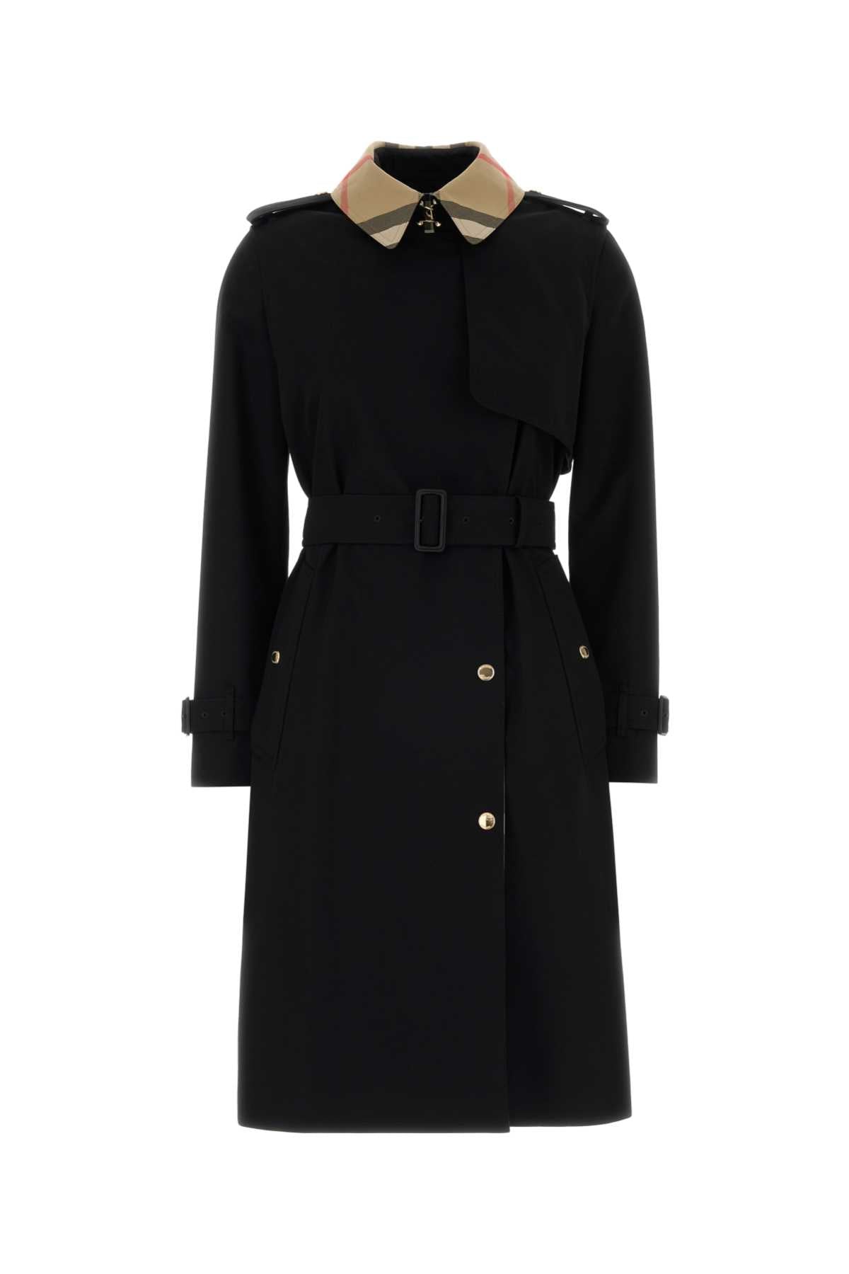 Burberry Women Black Cotton Trench Coat BURBERRY
