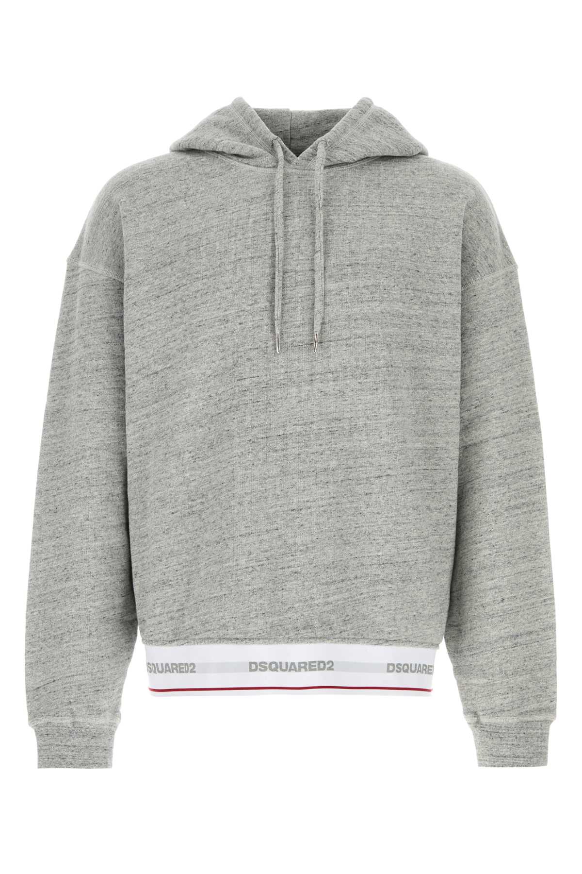 Dsquared Men Melange Grey Cotton Oversize Sweatshirt DSQUARED2
