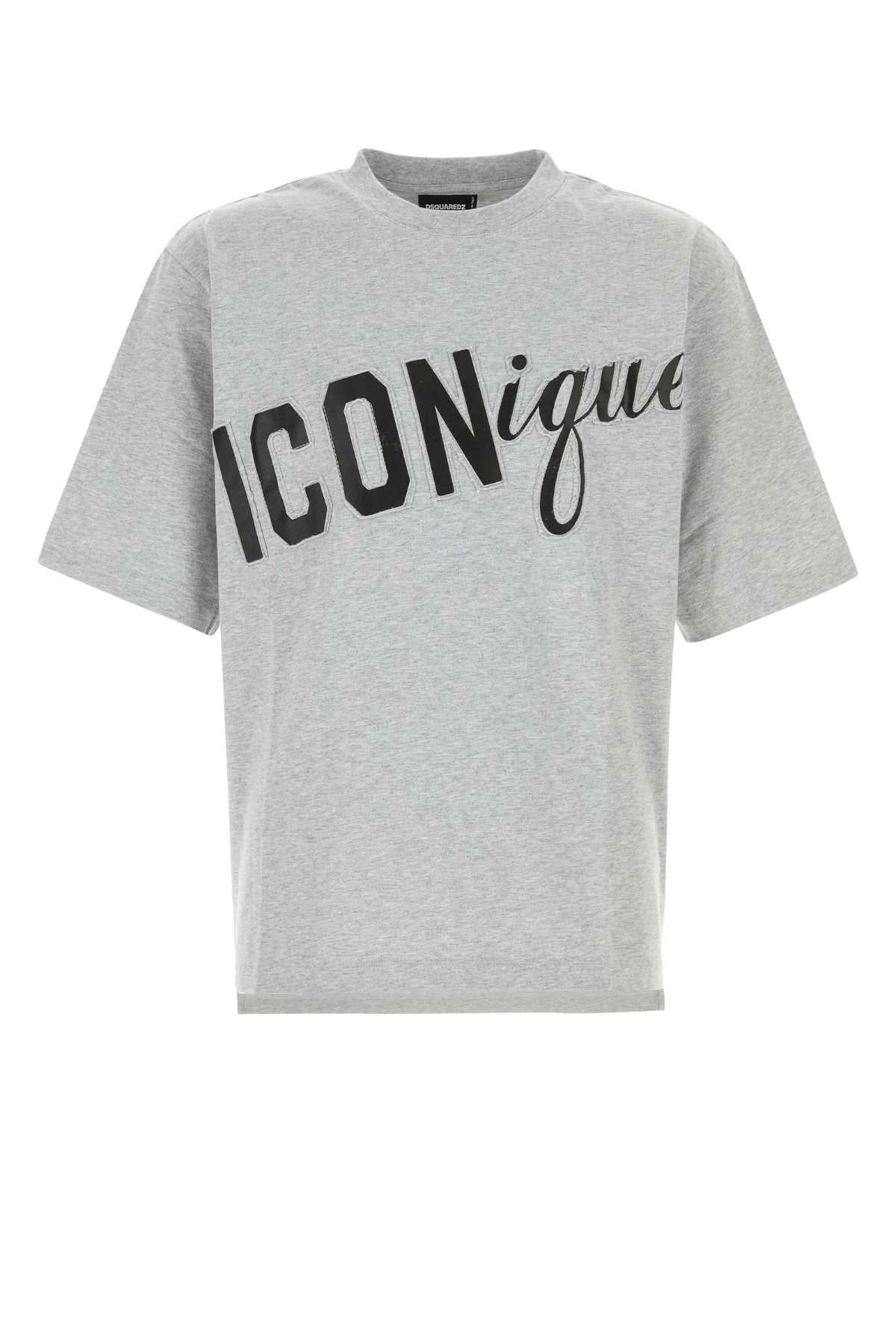 Dsquared Men Melange Grey Cotton Oversize T-Shirt DSQUARED2