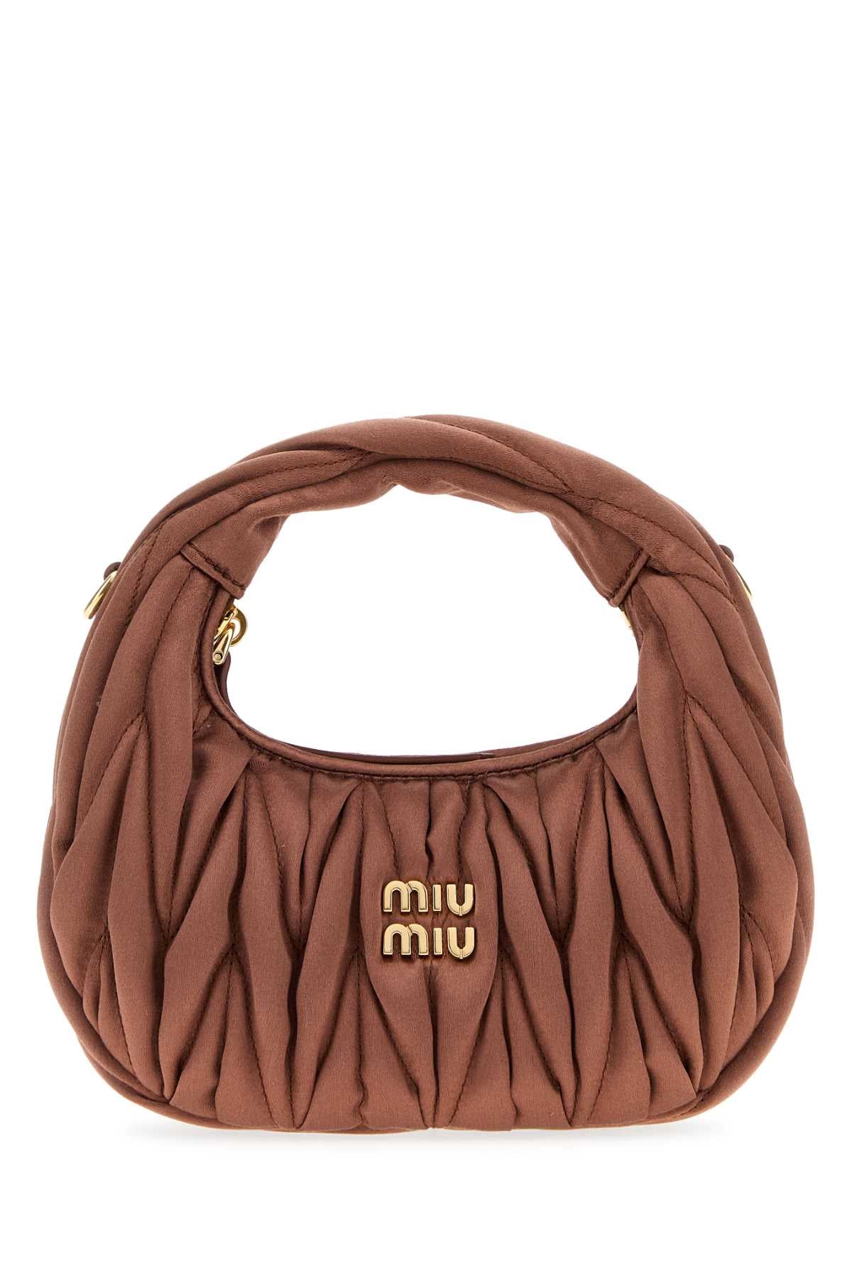 Miu Miu Women Antiqued Pink Satin Mini Wander Handbag MIU MIU