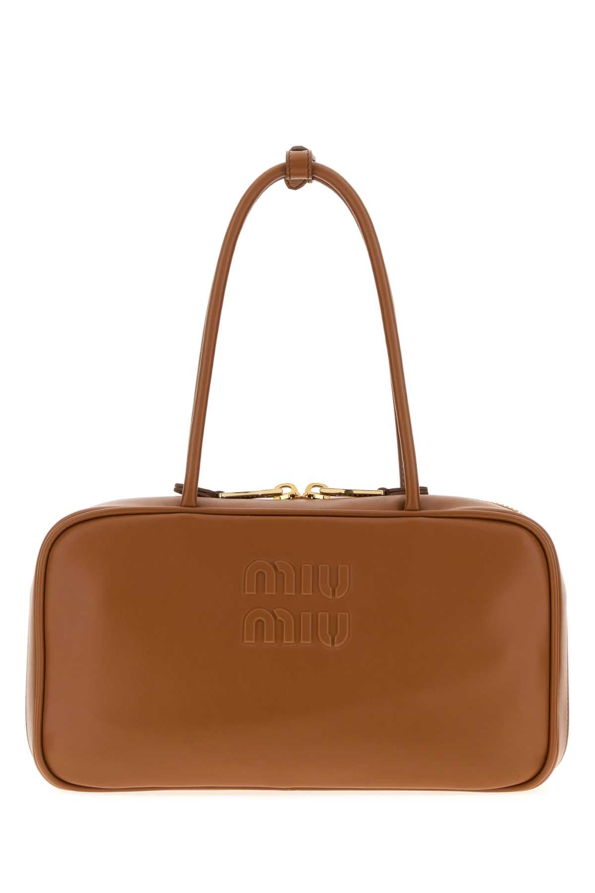 Miu Miu Women Caramel Leather Shoulder Bag MIU MIU