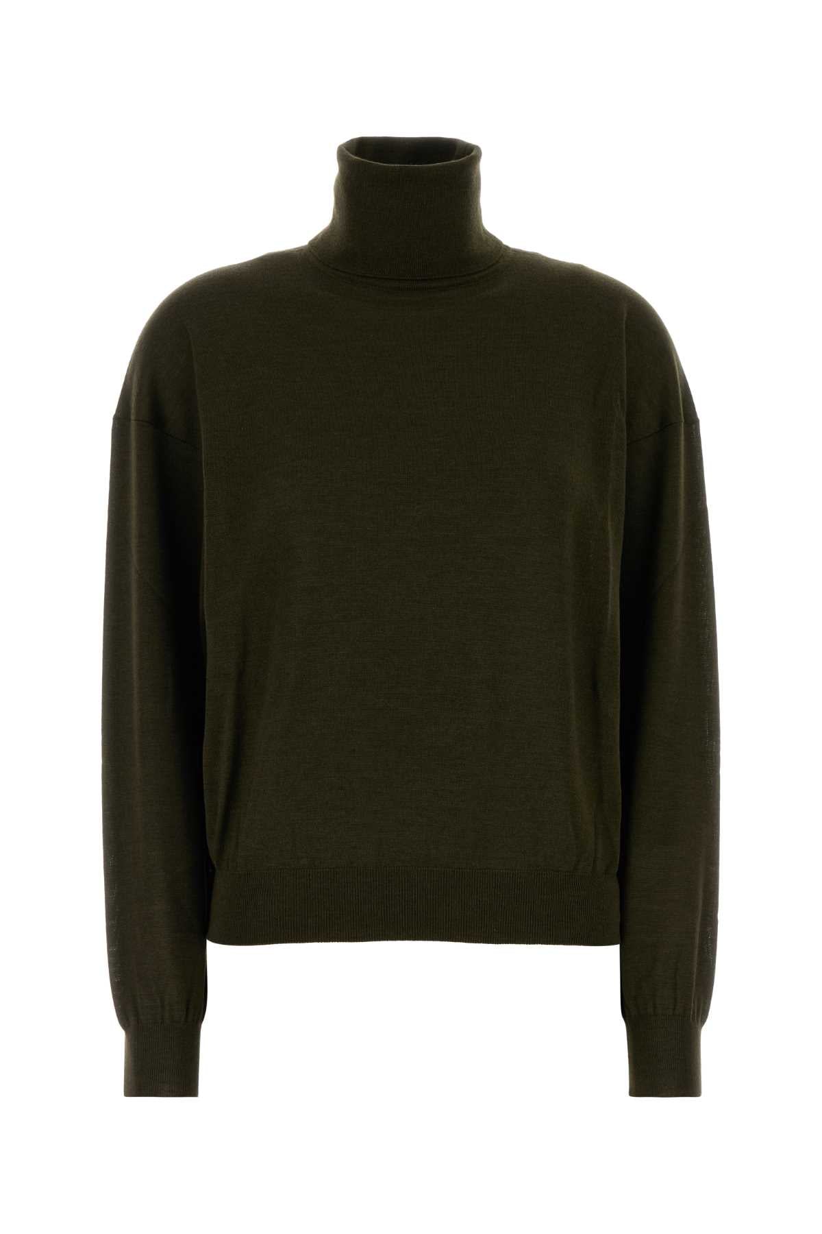Saint Laurent Women Olive Green Cashmere Blend Sweater