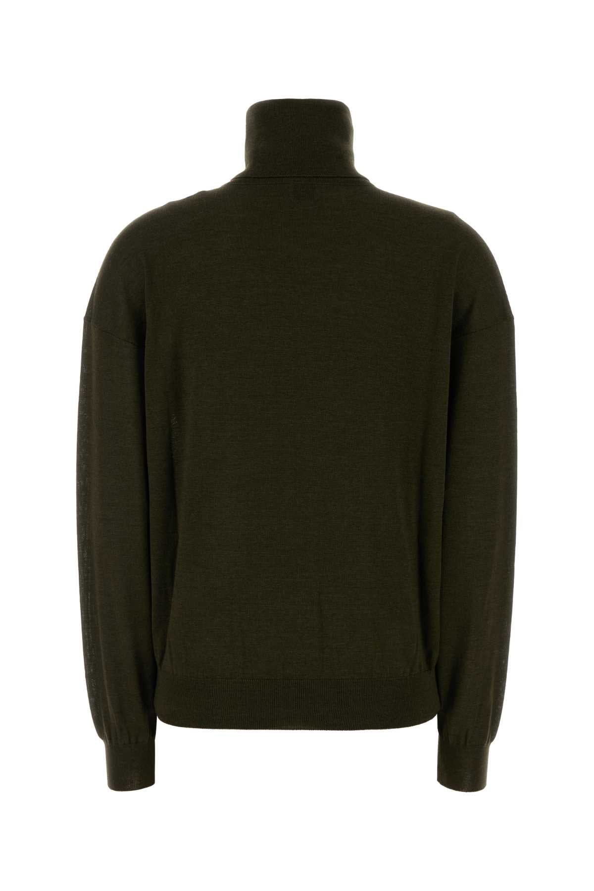 Saint Laurent Women Olive Green Cashmere Blend Sweater