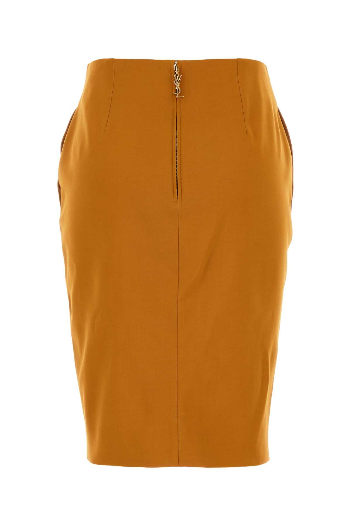 Saint Laurent Women Pastel Orange Stretch Viscose Blend Skirt SAINT LAURENT
