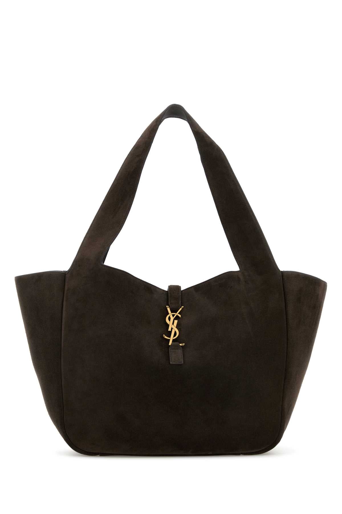Saint Laurent Women Brown Suede Leather Le 5 Ã  7 Bea Shopping Bag SAINT LAURENT