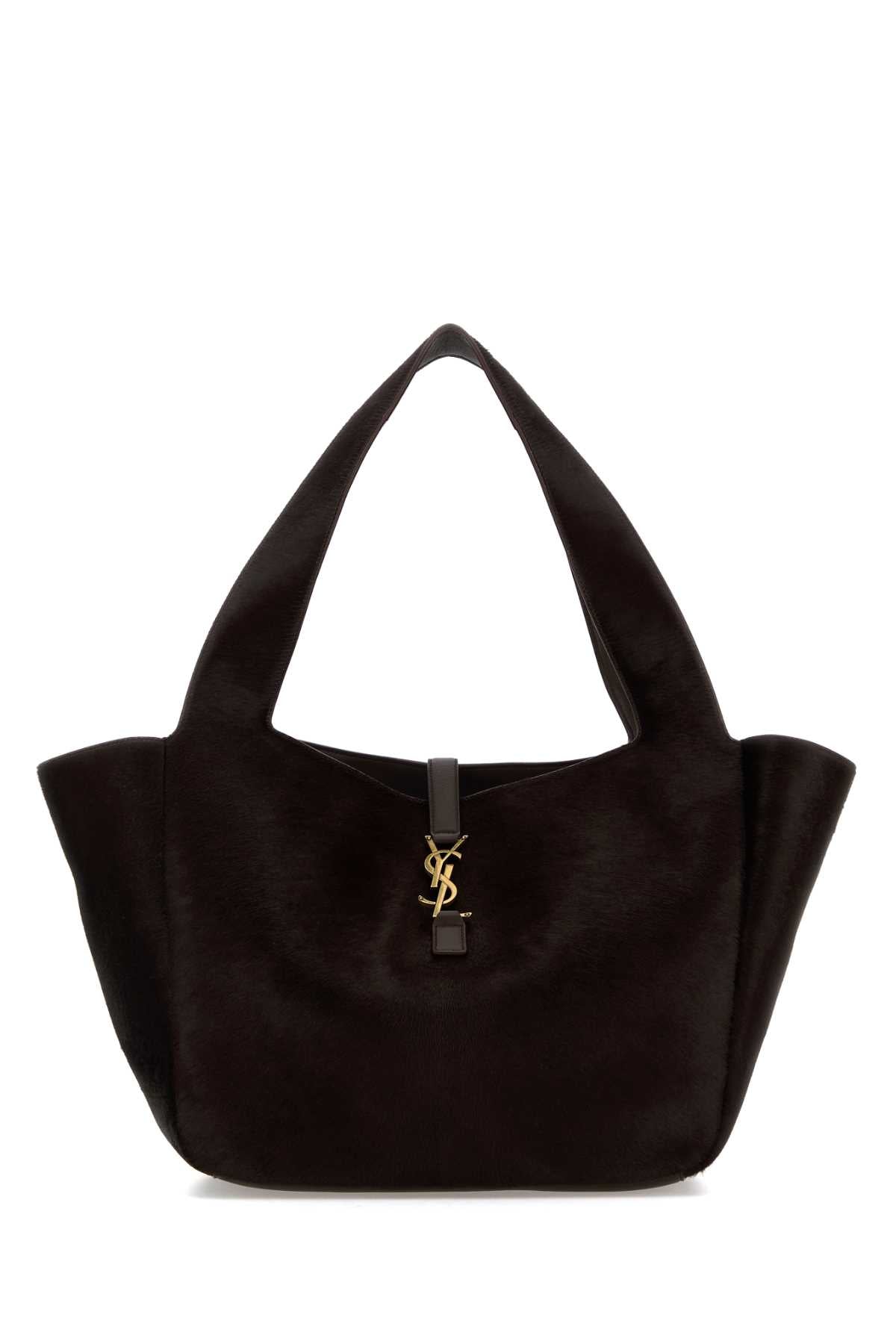 Saint Laurent Women Chocolate Calf Hair Le 5 Ã  7 Bea Shopping Bag SAINT LAURENT