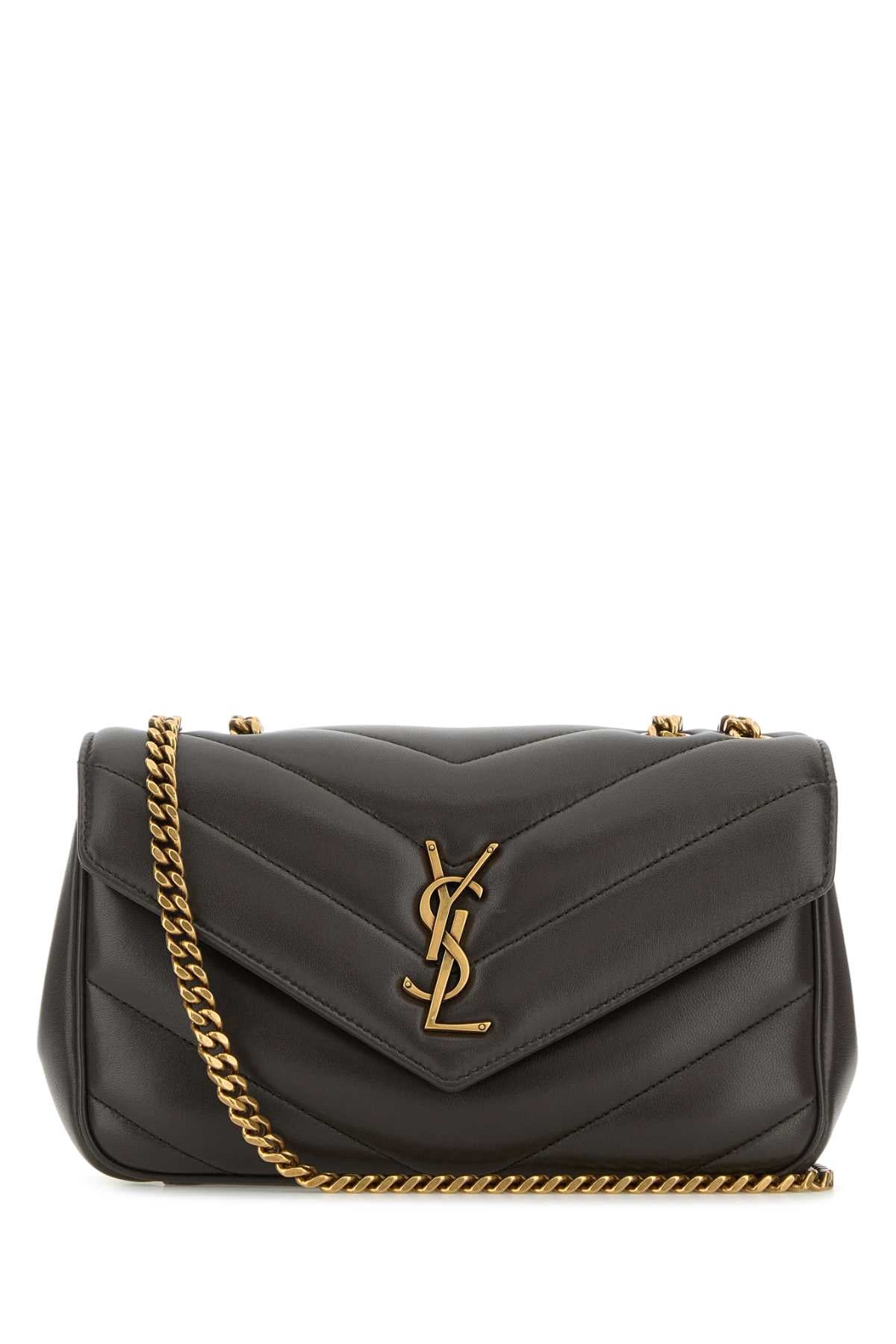 Saint Laurent Women Dark Grey Leather Small Loulou Shoulder Bag SAINT LAURENT