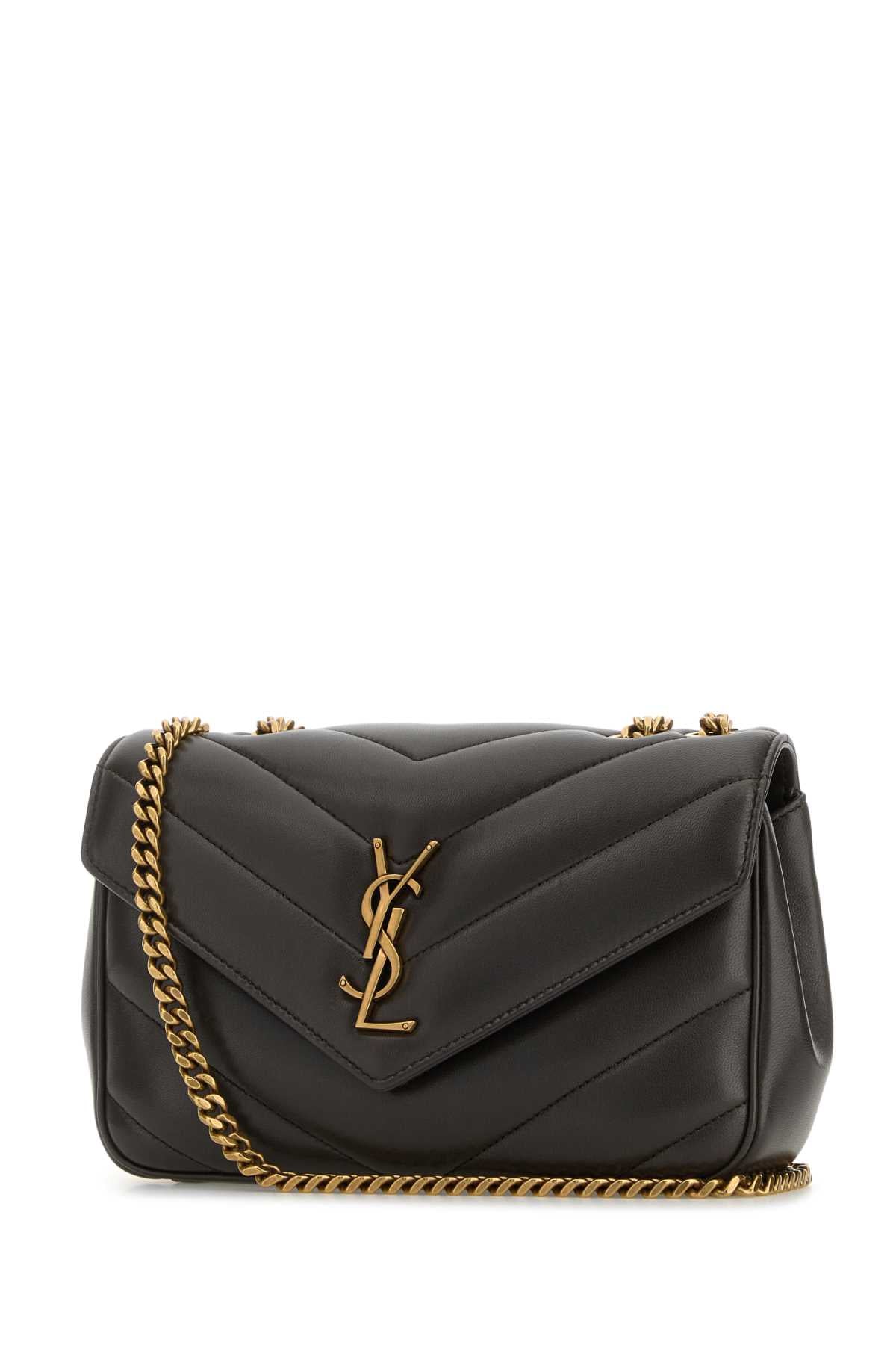 Saint Laurent Women Dark Grey Leather Small Loulou Shoulder Bag SAINT LAURENT