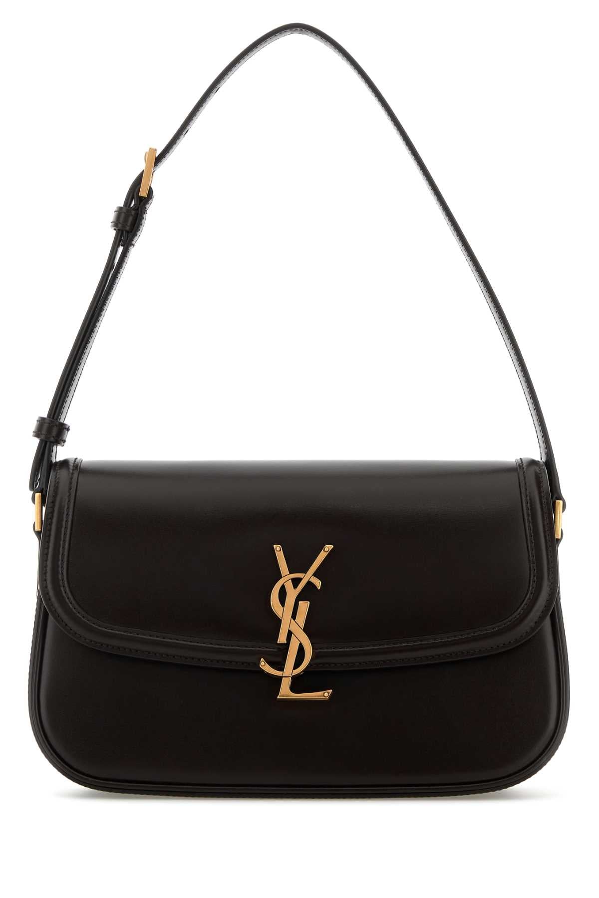 Saint Laurent Women Dark Brown Leather Solferino Shoulder Bag SAINT LAURENT