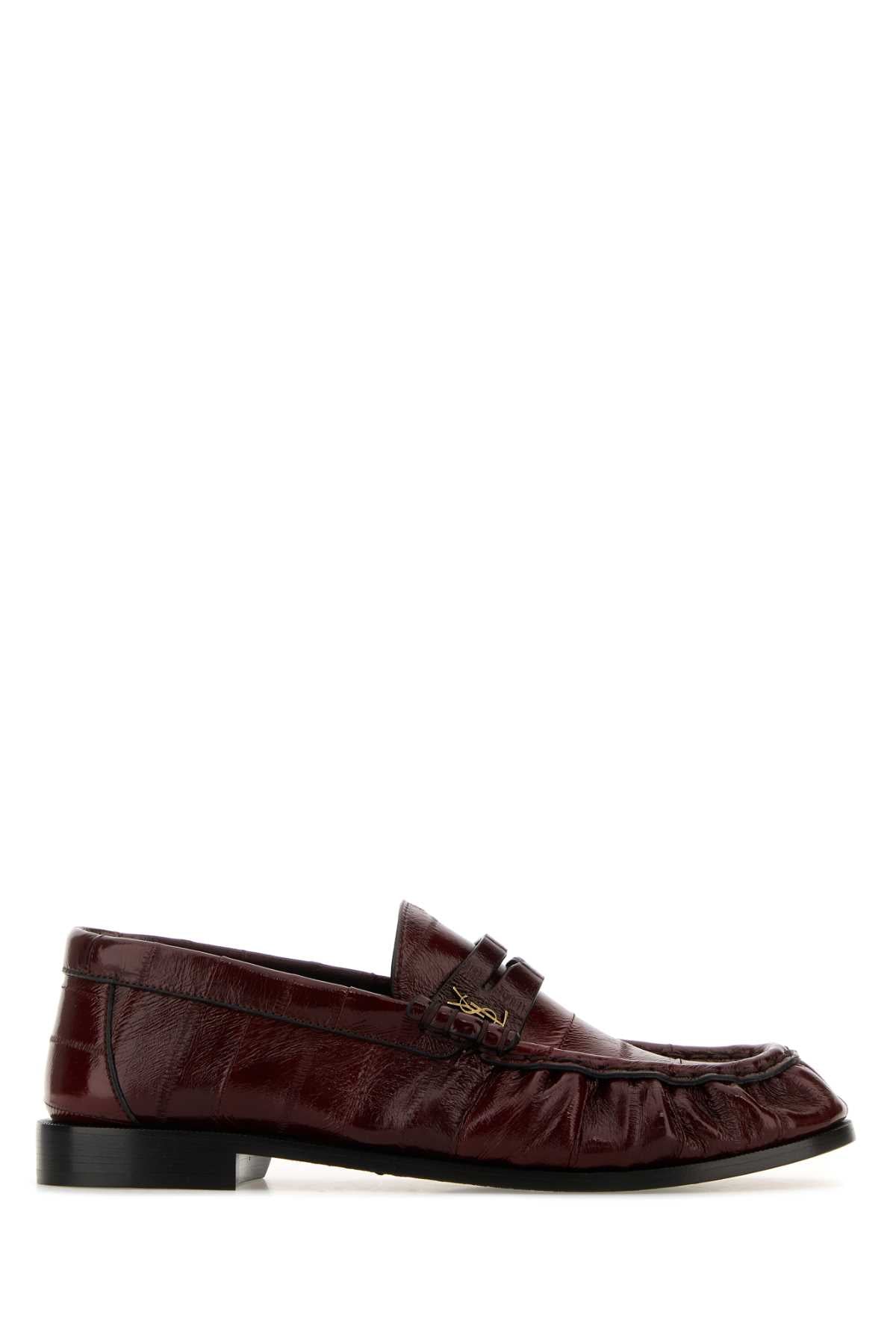 Saint Laurent Women Burgundy Leather Loafers SAINT LAURENT