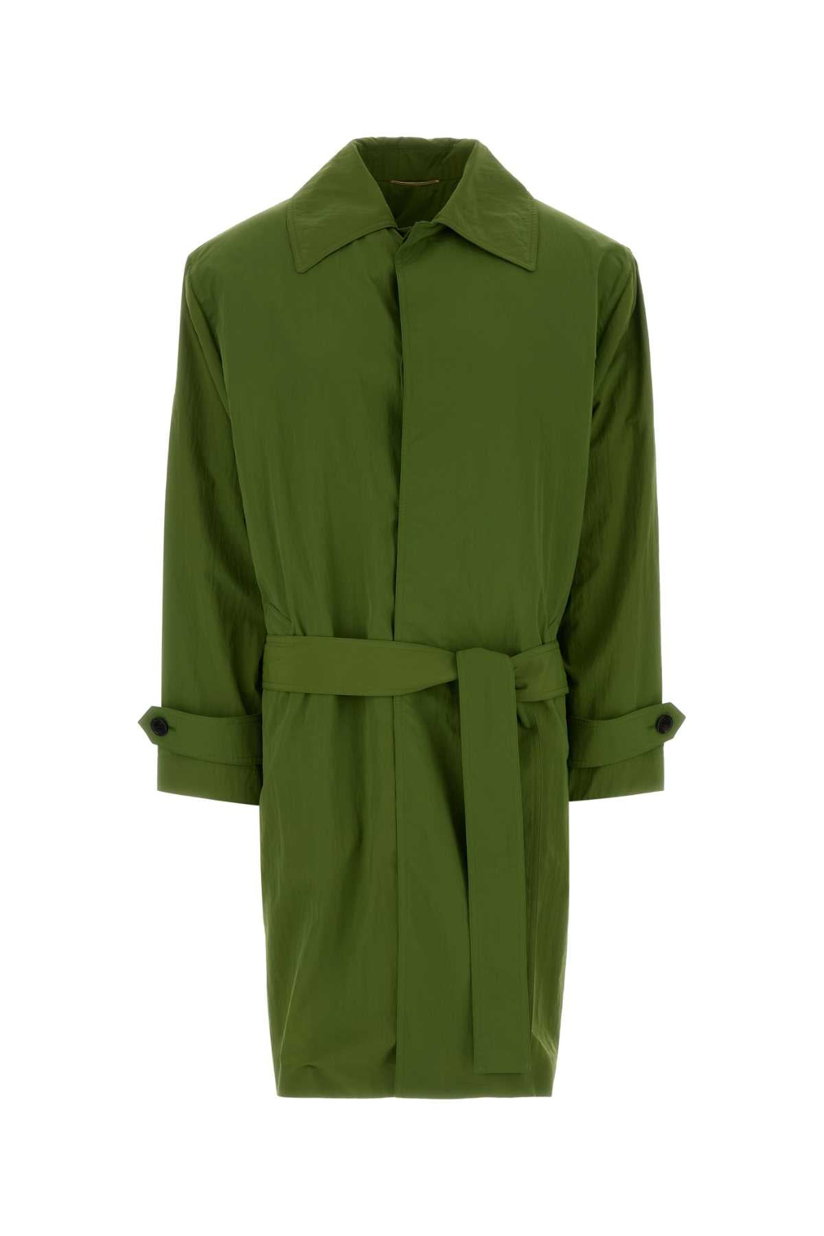 Saint Laurent Women Green Nylon Trench Coat SAINT LAURENT
