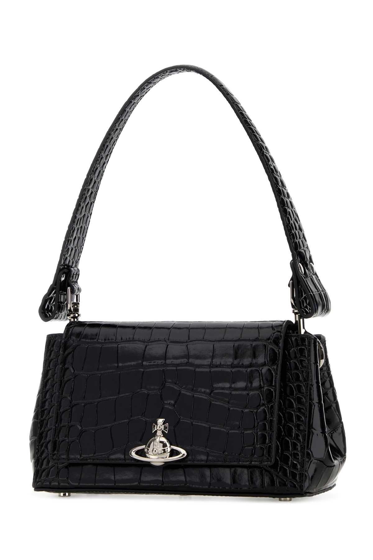 Vivienne Westwood Women Black Leather Medium Hazel Shoulder Bag VIVIENNE WESTWOOD