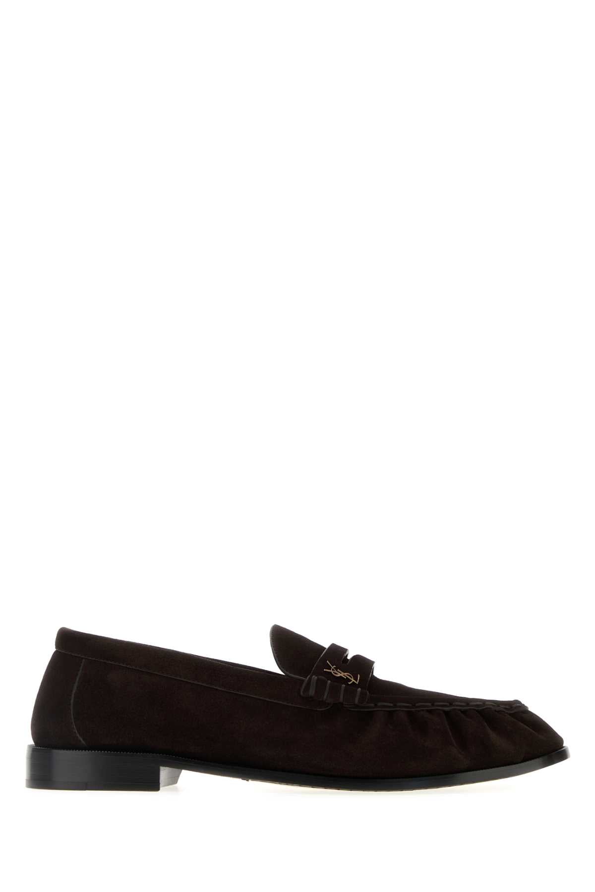 Saint Laurent Men Dark Brown Suede Loafers SAINT LAURENT