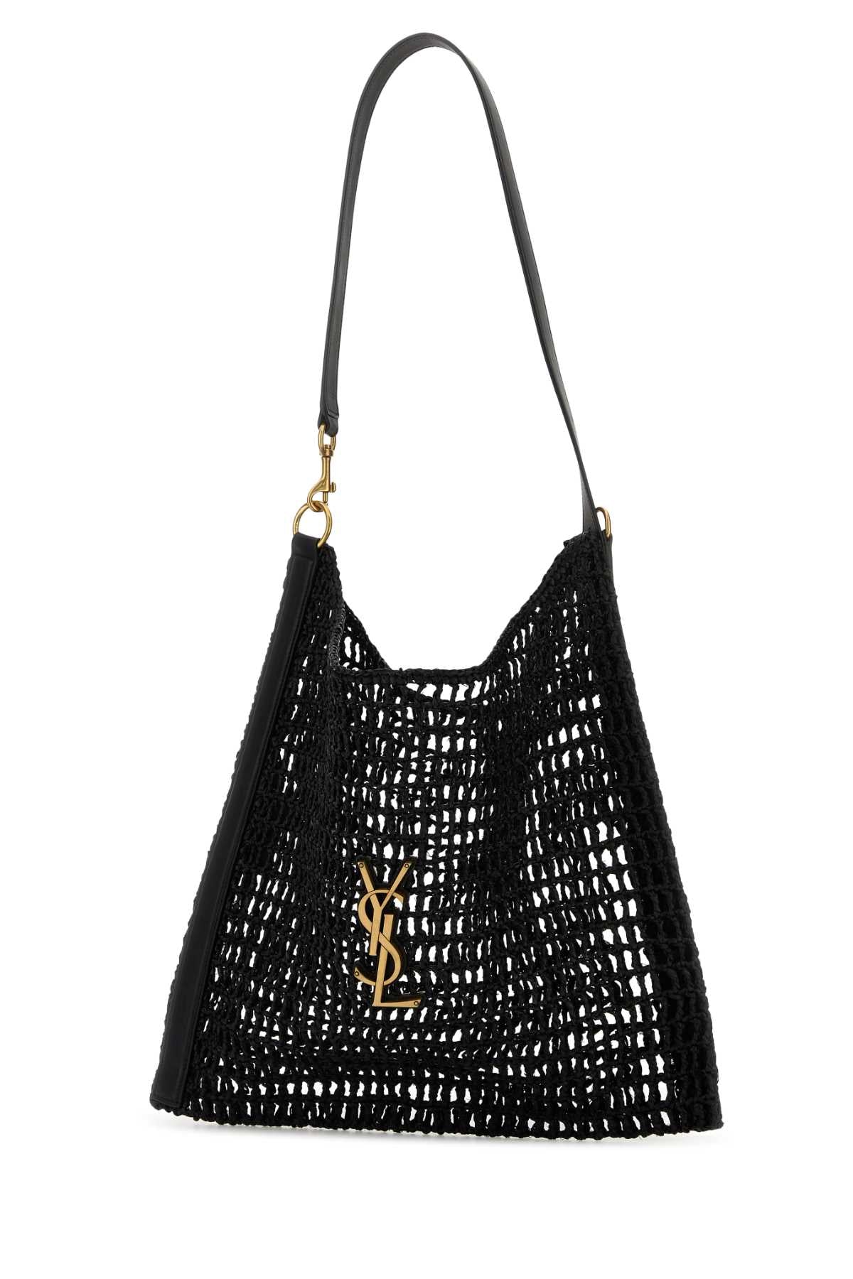 Saint Laurent Men Black Raffia Shopping Bag SAINT LAURENT
