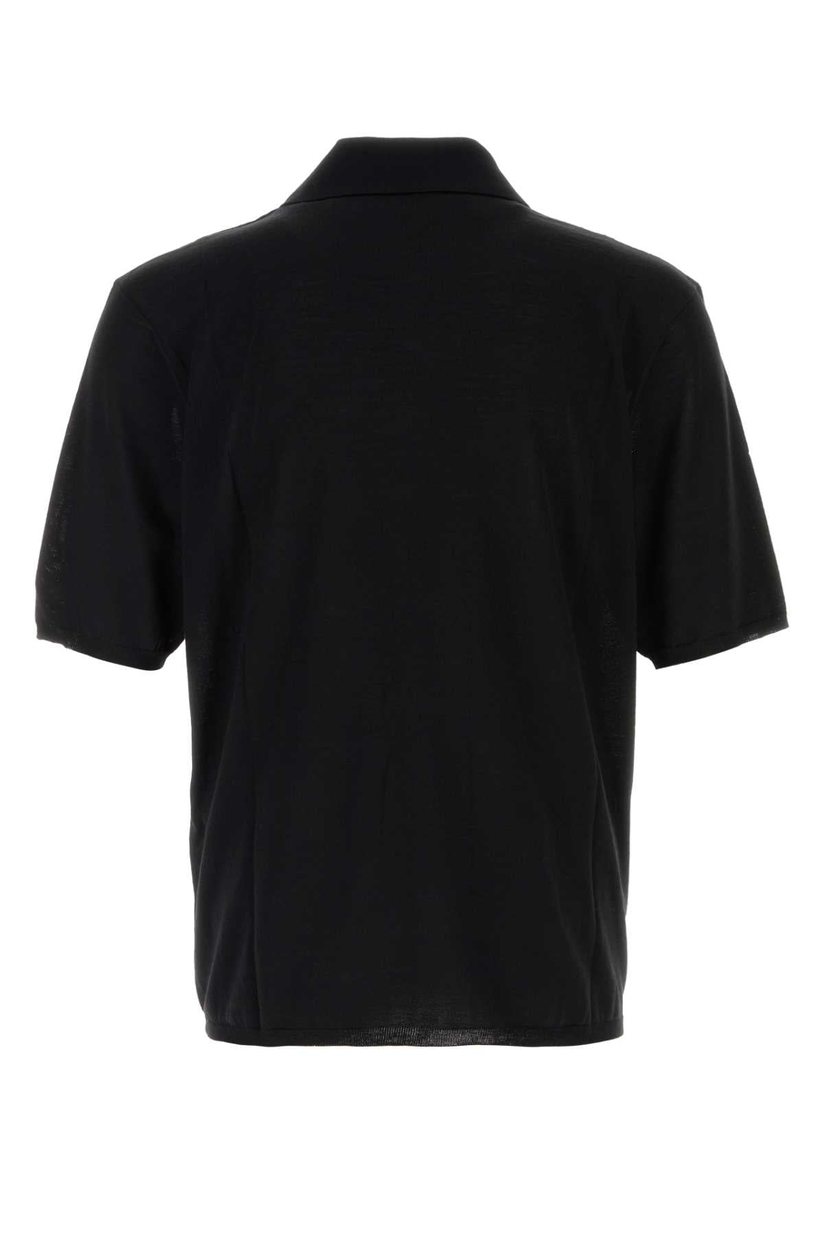 Saint Laurent Men Black Wool Polo Shirt