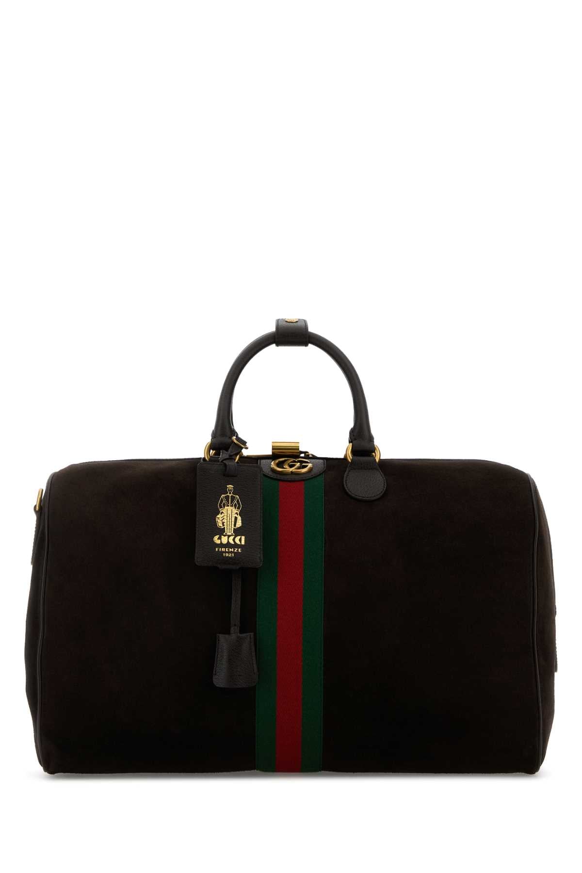Gucci Women Dark Brown Suede Medium Gucci Savoy Travel Bag GUCCI