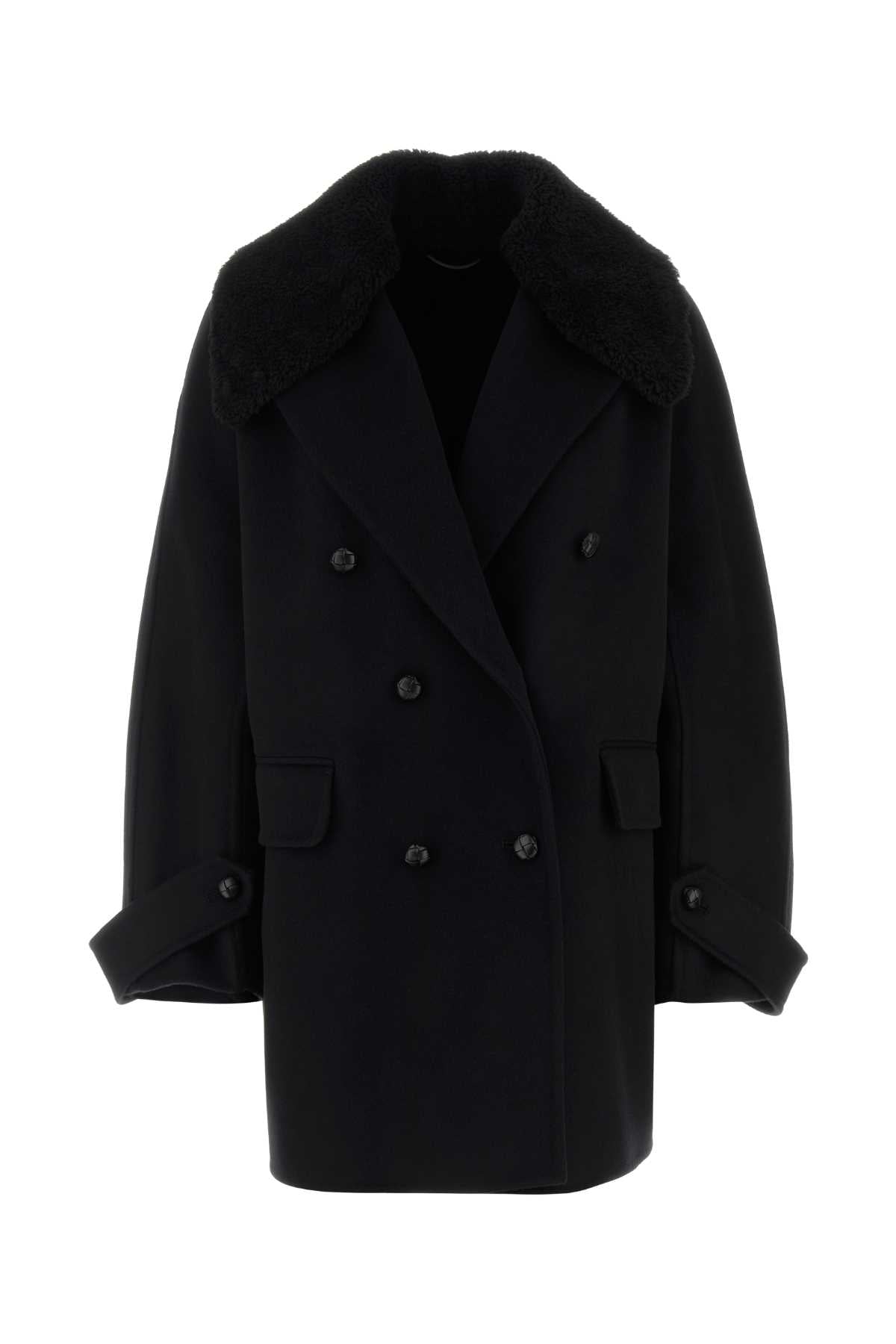 Ermanno Scervino Women Black Wool Coat ERMANO SCERVINO