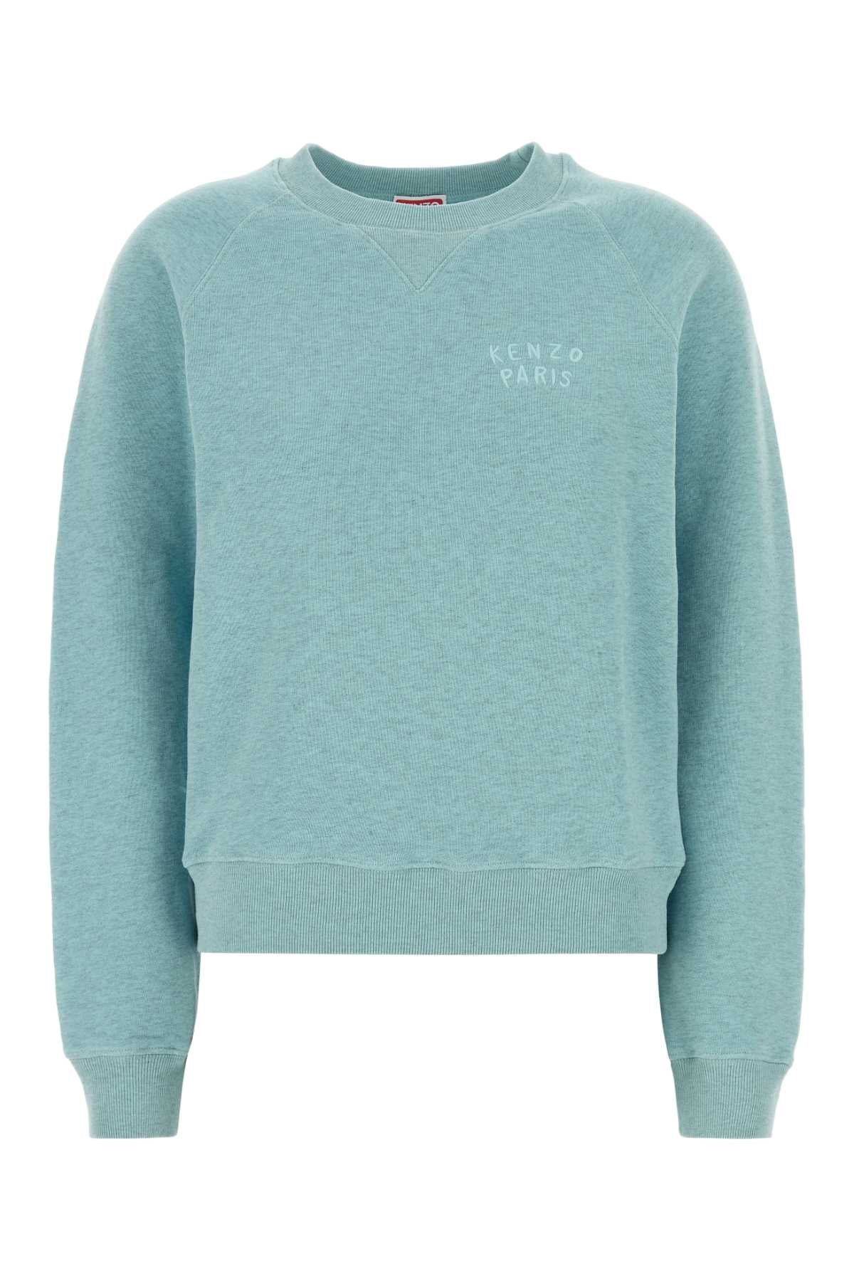 Kenzo Women Melange Light-Blue Cotton Sweatshirt KENZO