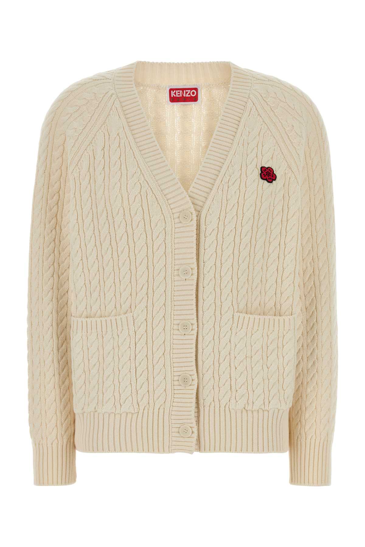 Kenzo Women Ivory Cotton Blend Cardigan KENZO