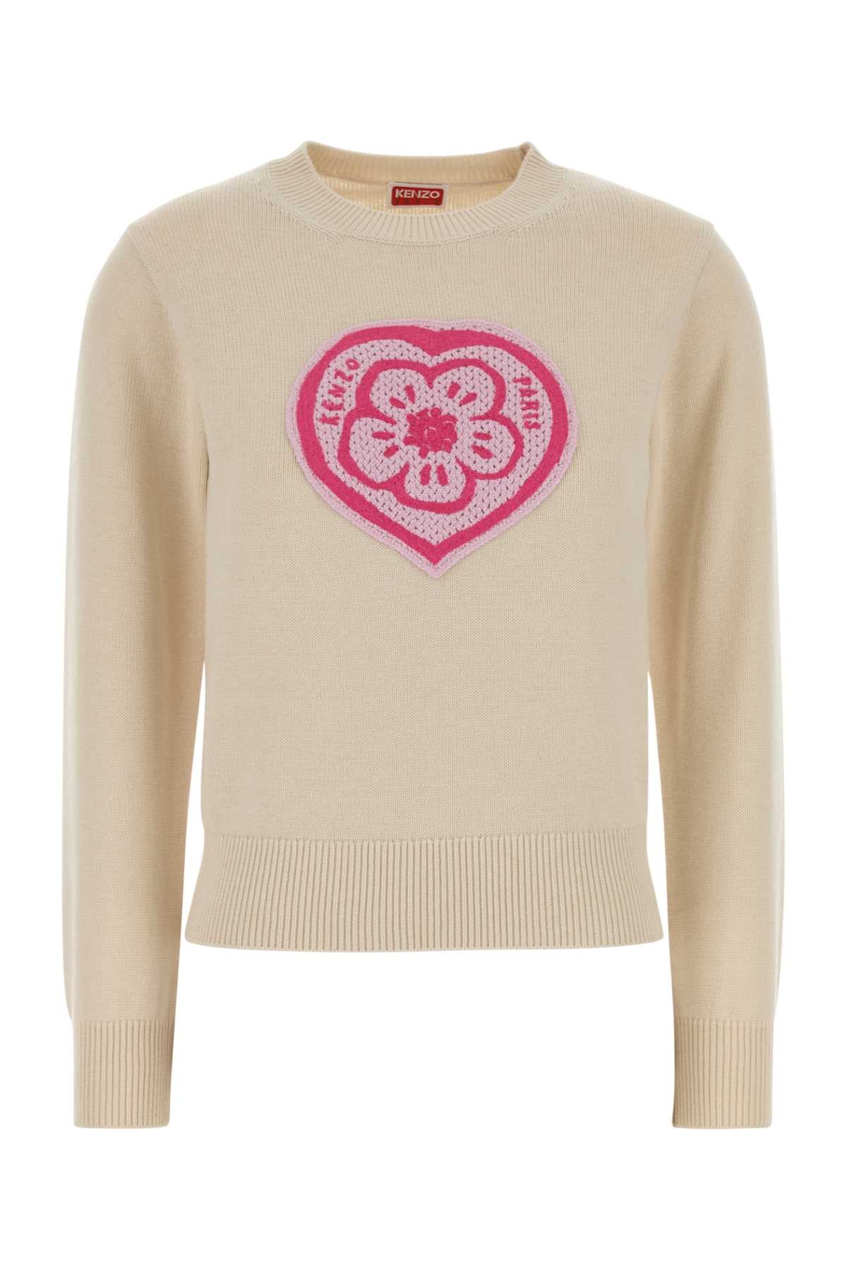 Kenzo Women Cream Cotton Blend Sweater KENZO