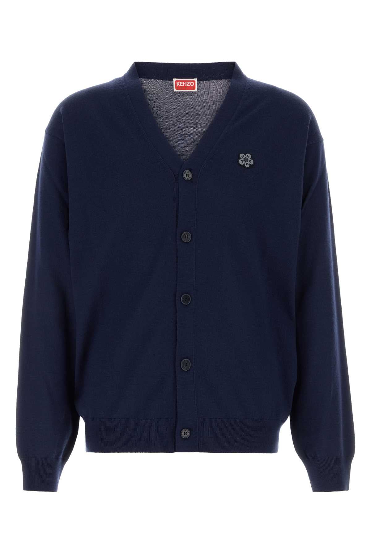 Kenzo Men Navy Blue Wool Cardigan KENZO