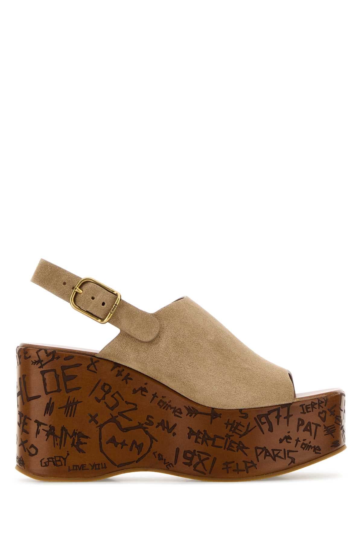 Chloe Women Beige Suede Maxime Wedges CHLOE