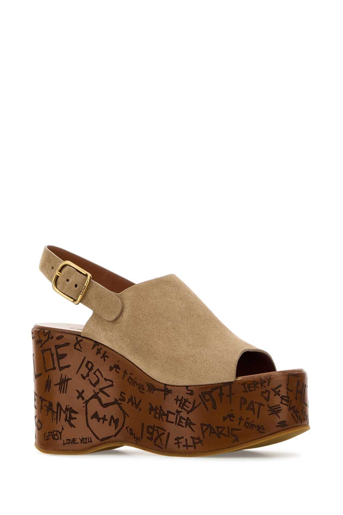 Chloe Women Beige Suede Maxime Wedges CHLOE