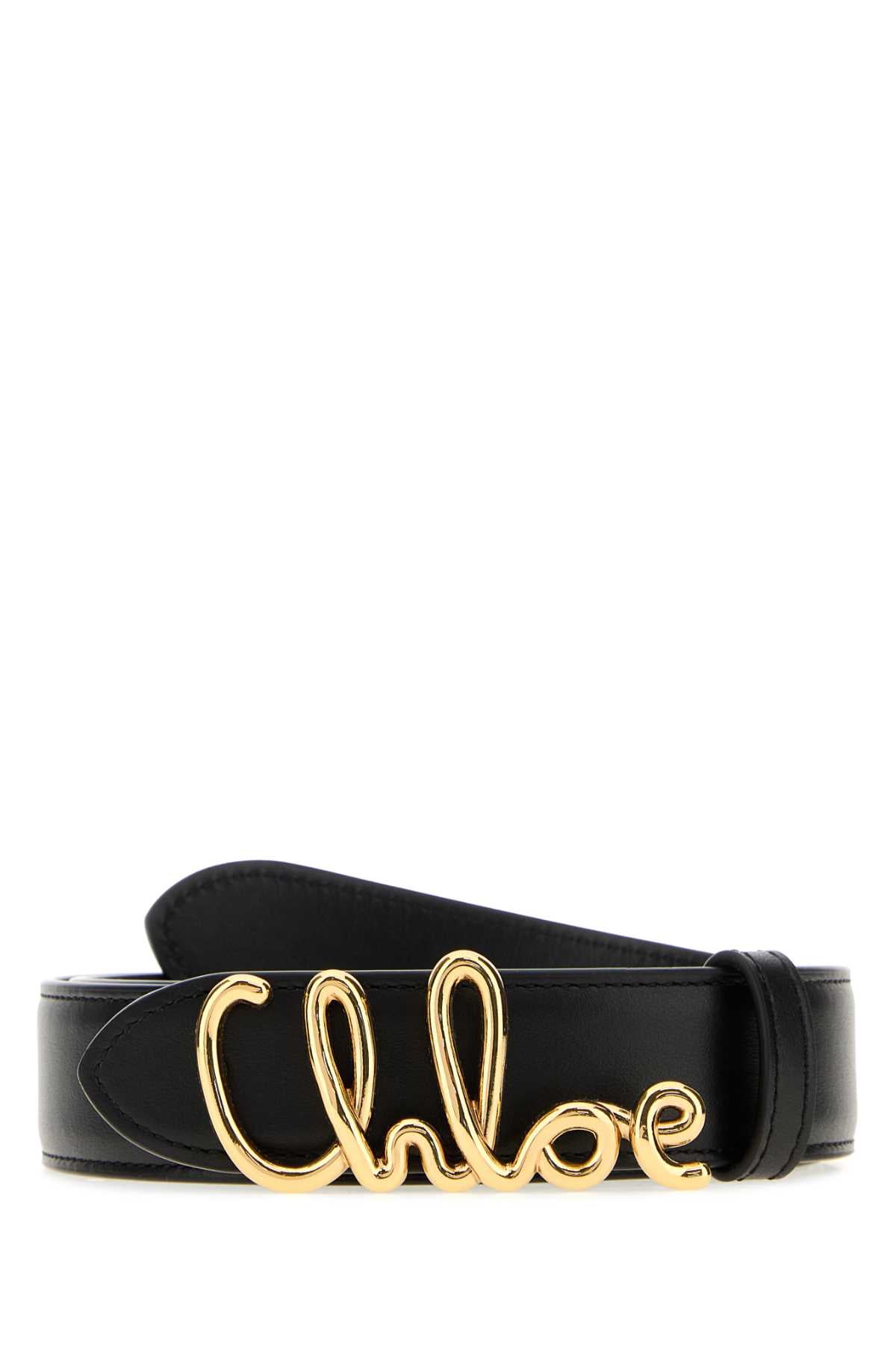 Chloe Women Black Leather Chloe Iconic Belt CHLOE
