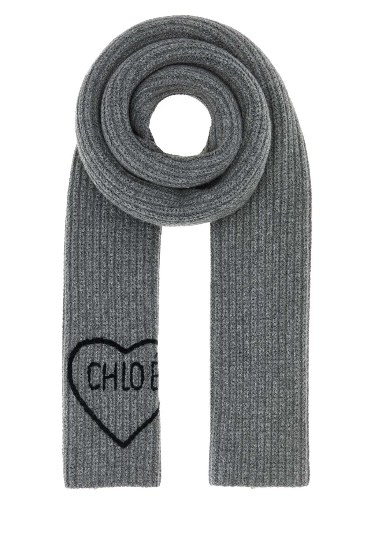 Chloe Women Grey Wool Chloe Encoeur Scarf CHLOE
