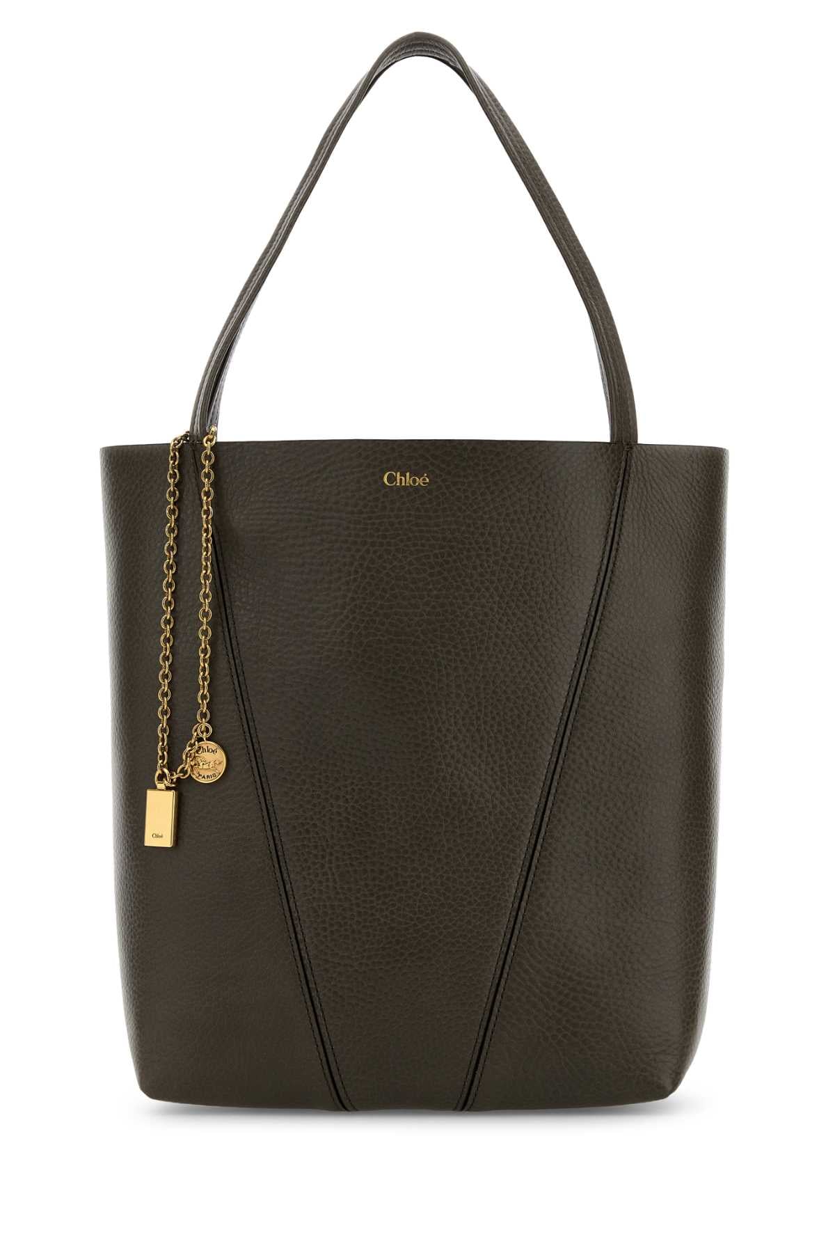 Chloe Women Mud Leather Spin Shopping Bag CHLOE