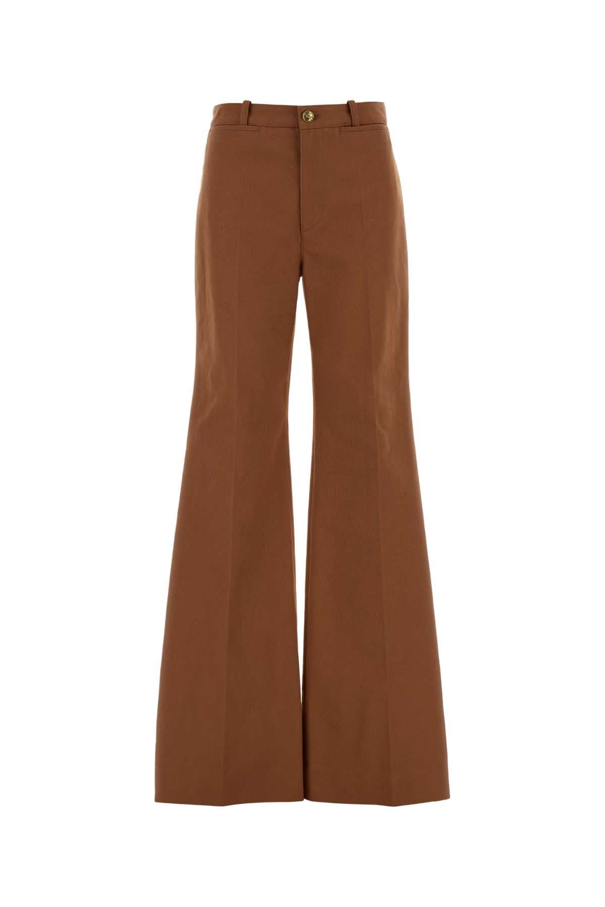 Chloe Women Pantalone Dalla Gamba Ampia In Cotone Mattone CHLOE