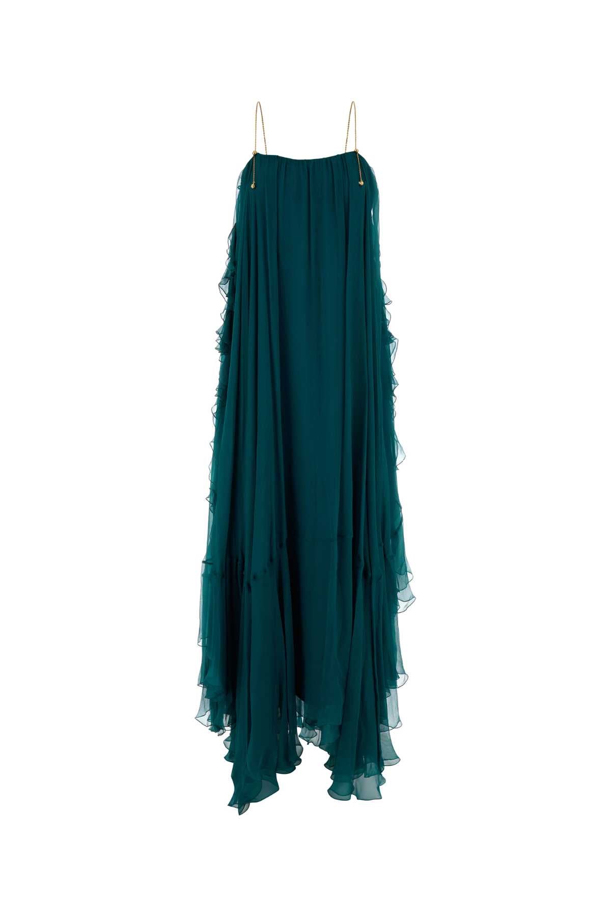 Chloe Women Teal Green Muslin Long Dress CHLOE