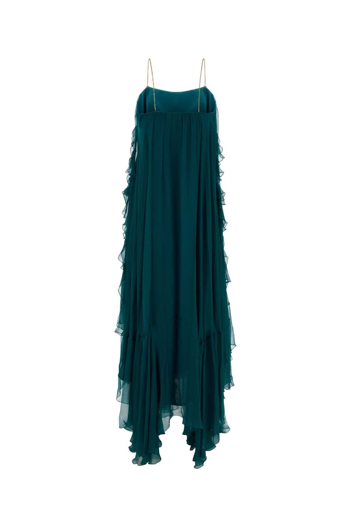 Chloe Women Teal Green Muslin Long Dress CHLOE