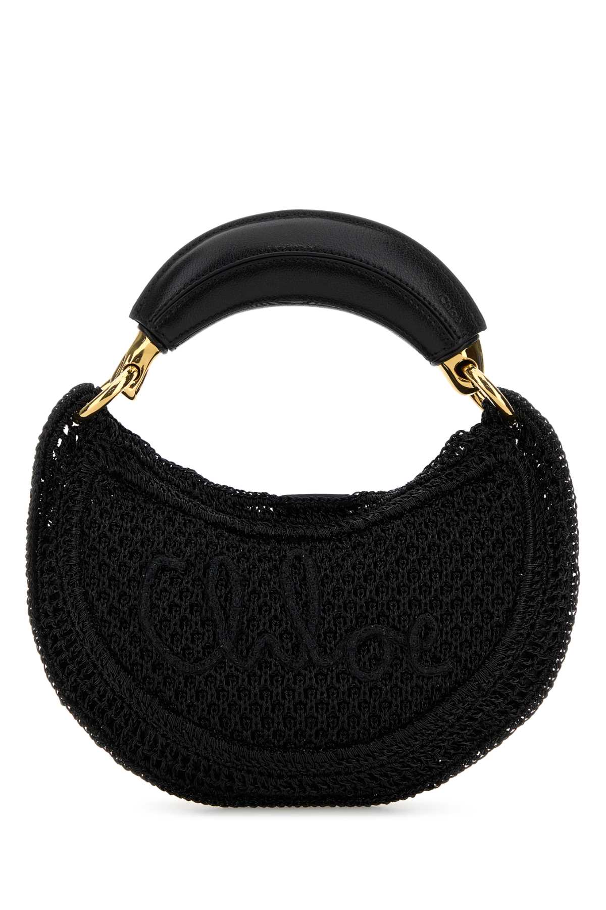 Chloe Women Black Raffia Mini Summer Banana Handbag CHLOE