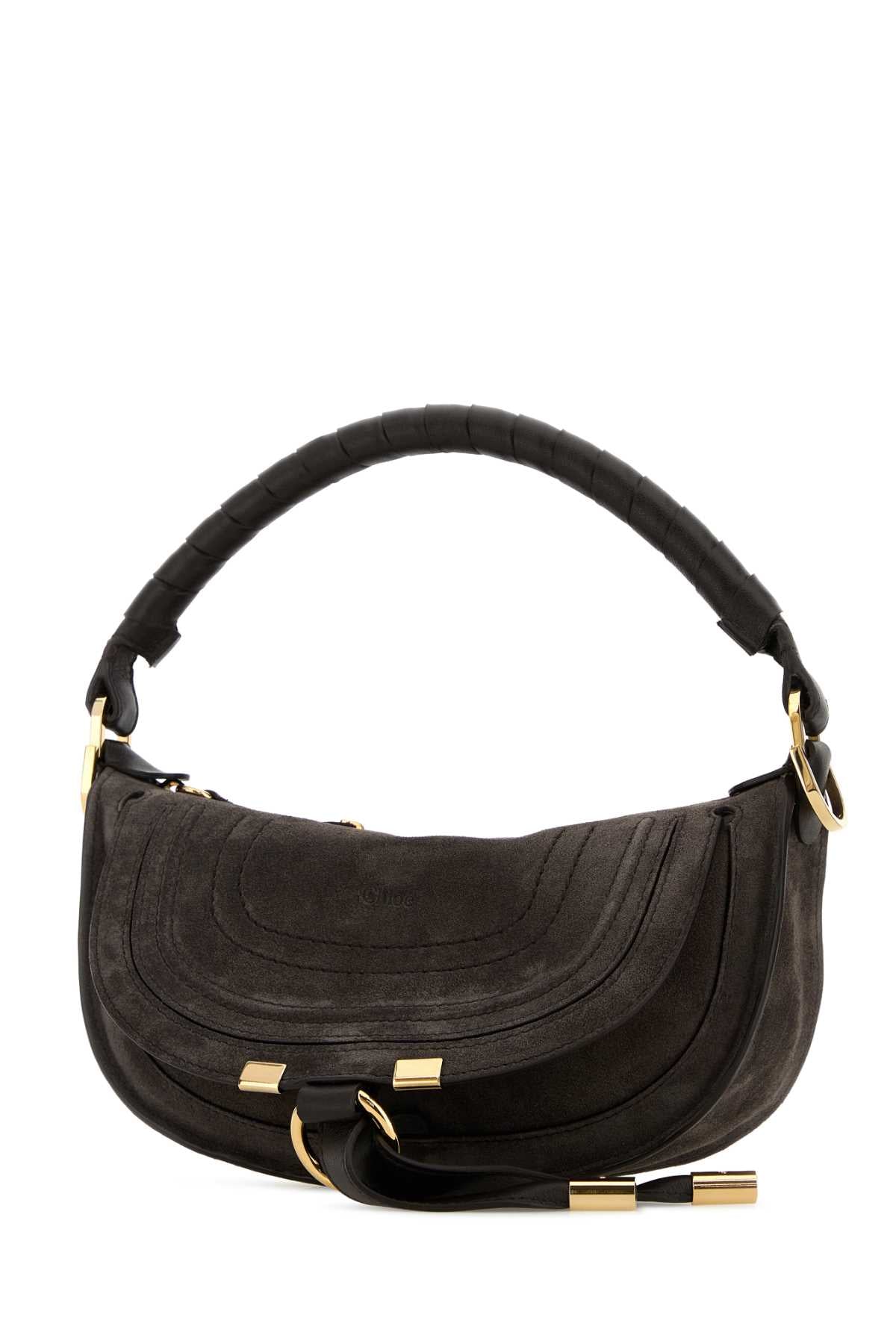 Chloe Women Dark Brown Suede Mini Marcie Shoulder Bag CHLOE